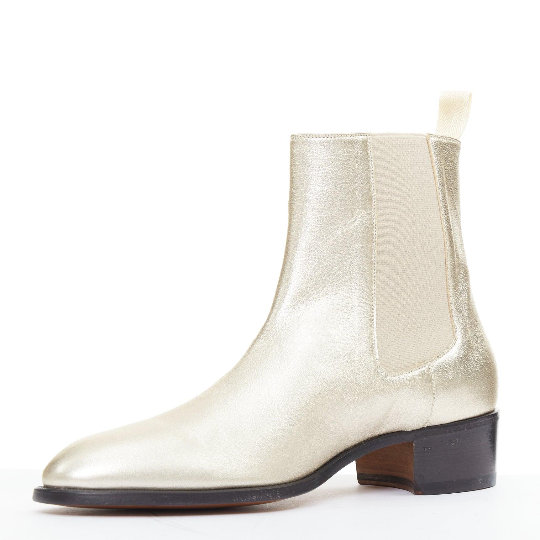 TOM FORD metálico oro claro cuero cubano tacón Chelsea botines UK9 EU43 en Bueno estado para la venta en Hong Kong, NT