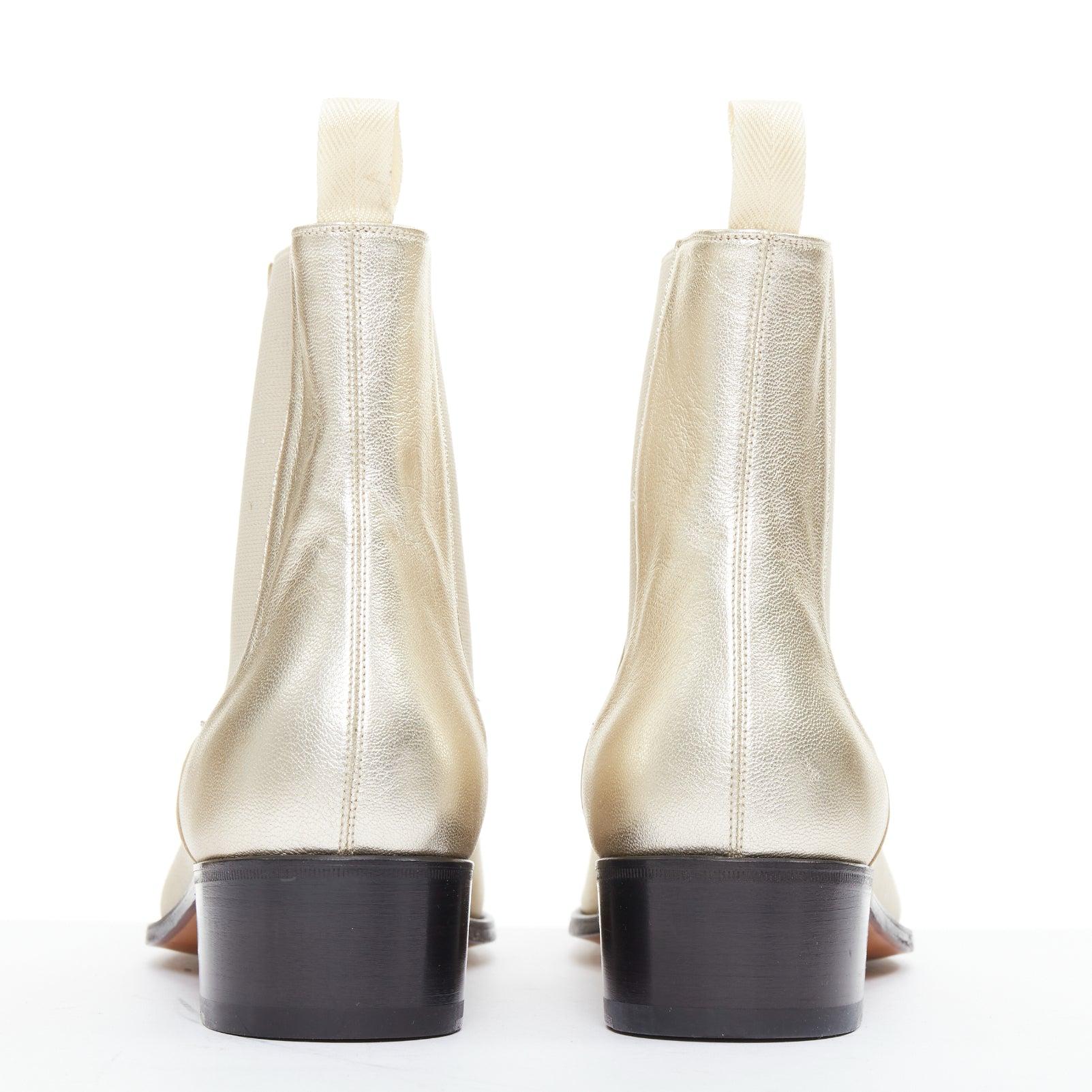 De los hombres TOM FORD metálico oro claro cuero cubano tacón Chelsea botines UK9 EU43 en venta