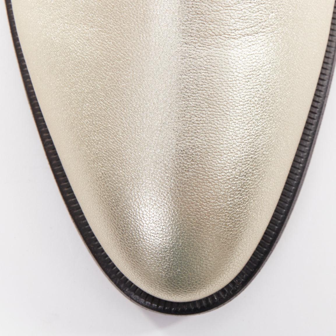 TOM FORD metálico oro claro cuero cubano tacón Chelsea botines UK9 EU43 en venta 1