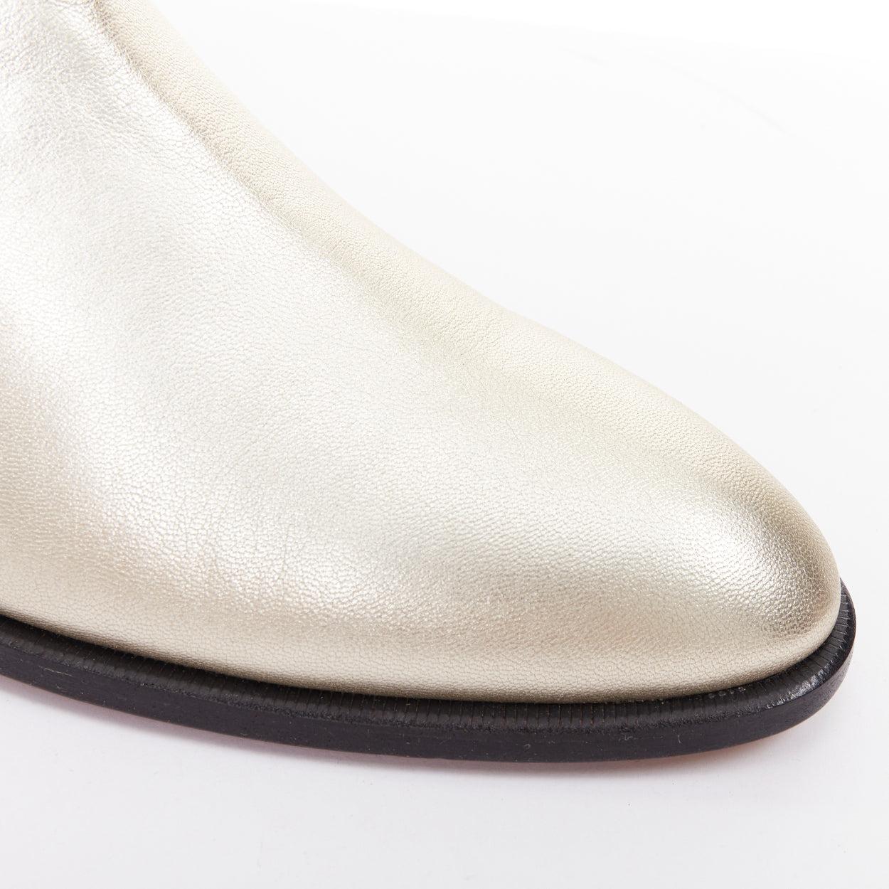 TOM FORD metálico oro claro cuero cubano tacón Chelsea botines UK9 EU43 en venta 2