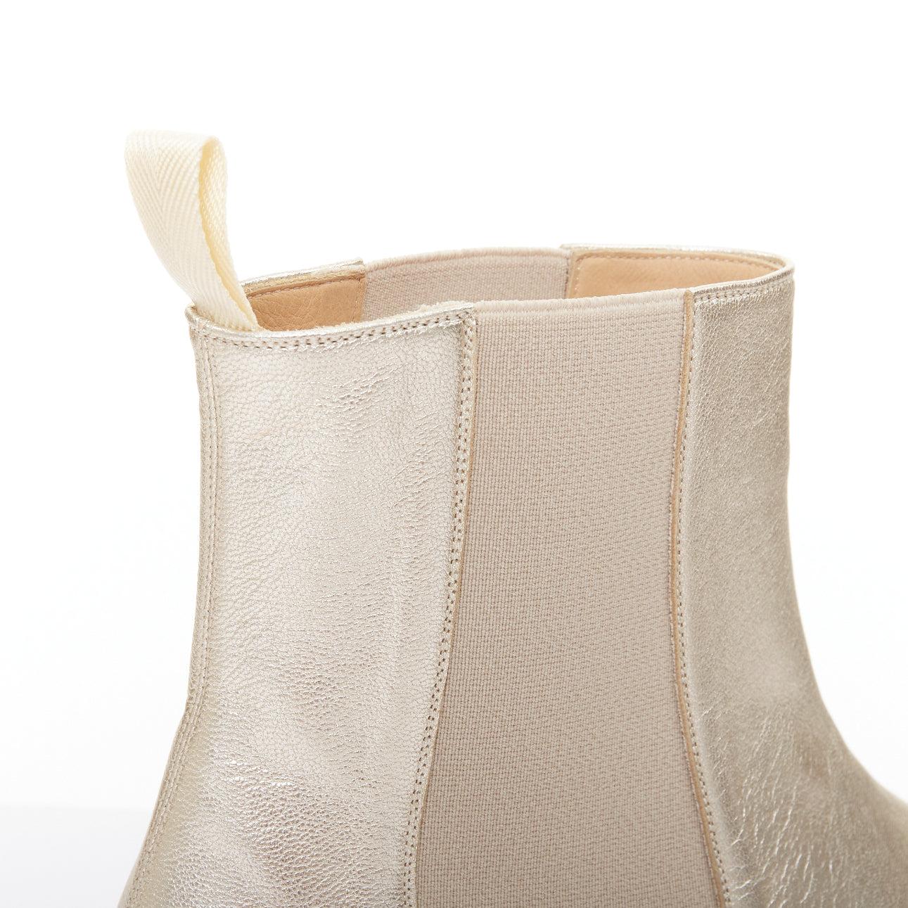 TOM FORD metálico oro claro cuero cubano tacón Chelsea botines UK9 EU43 en venta 3