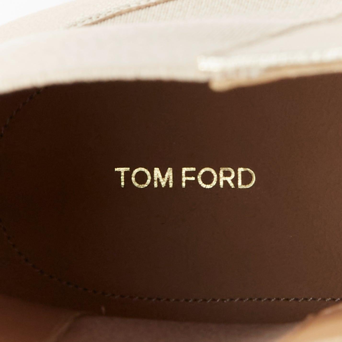 TOM FORD metálico oro claro cuero cubano tacón Chelsea botines UK9 EU43 en venta 4