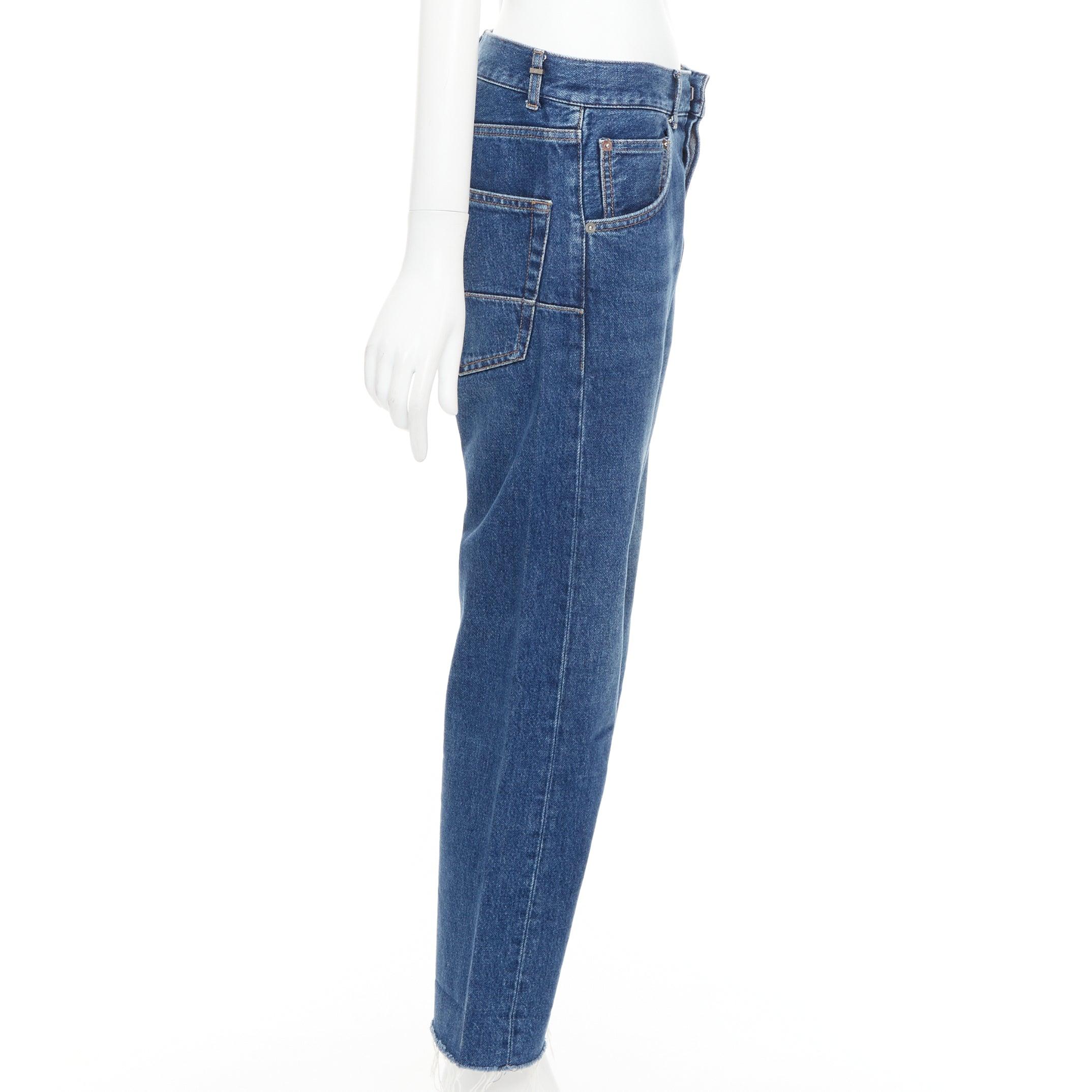 CHRISTIAN DIOR azul lavado bolsillos con pinzas dobladillo deshilachado vaqueros anchos cropped FR32 XXS en Excelente estado para la venta en Hong Kong, NT