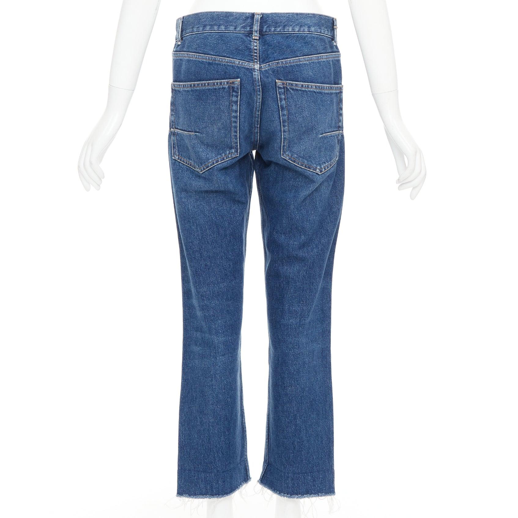 De las mujeres CHRISTIAN DIOR azul lavado bolsillos con pinzas dobladillo deshilachado vaqueros anchos cropped FR32 XXS en venta