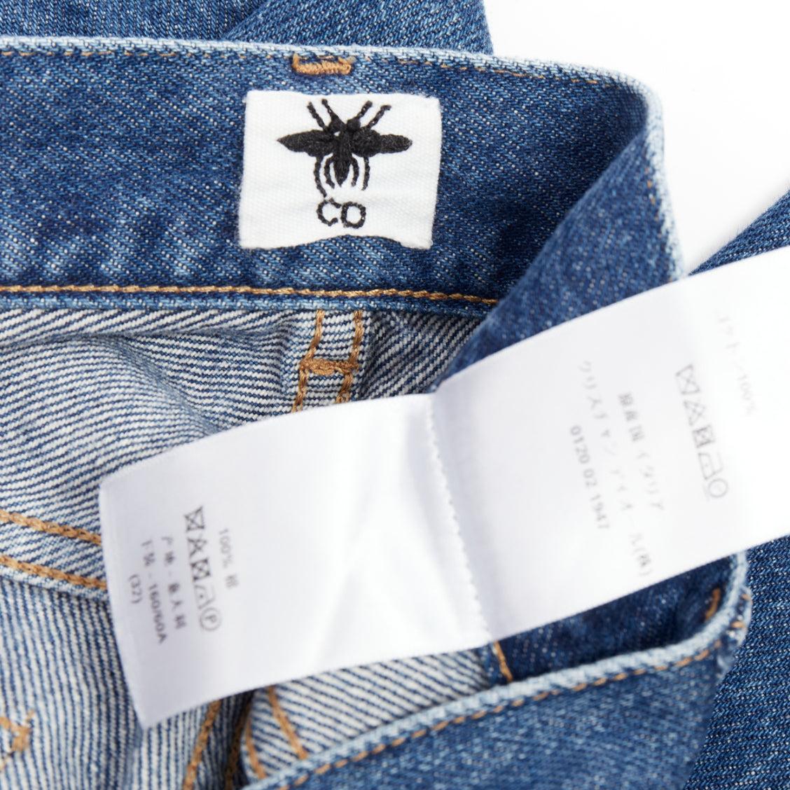 CHRISTIAN DIOR azul lavado bolsillos con pinzas dobladillo deshilachado vaqueros anchos cropped FR32 XXS en venta 3