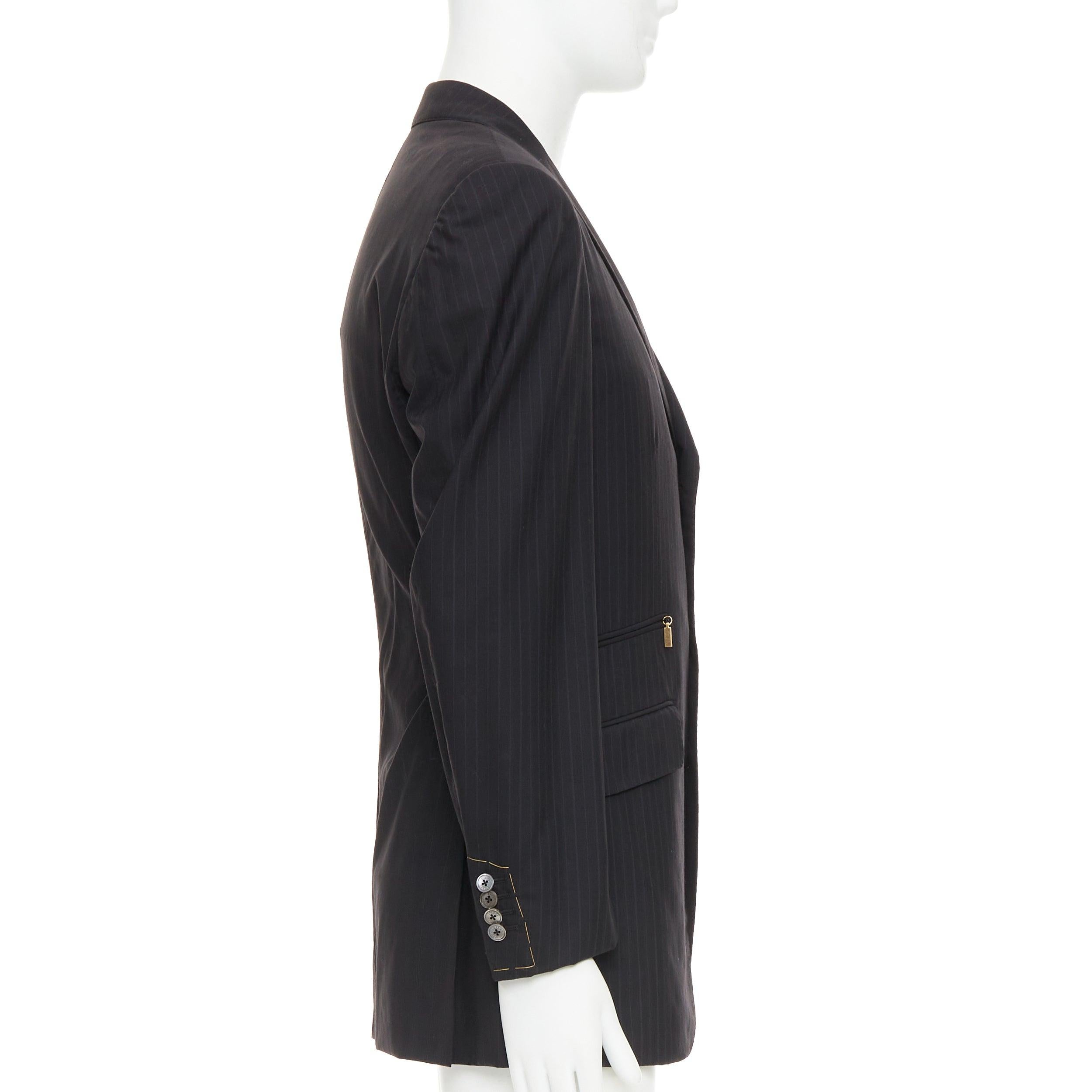 ZILLI PARIS blazer noir 100% laine à rayures 3 boutons poche zippée FR48 M Neuf - En vente à Hong Kong, NT