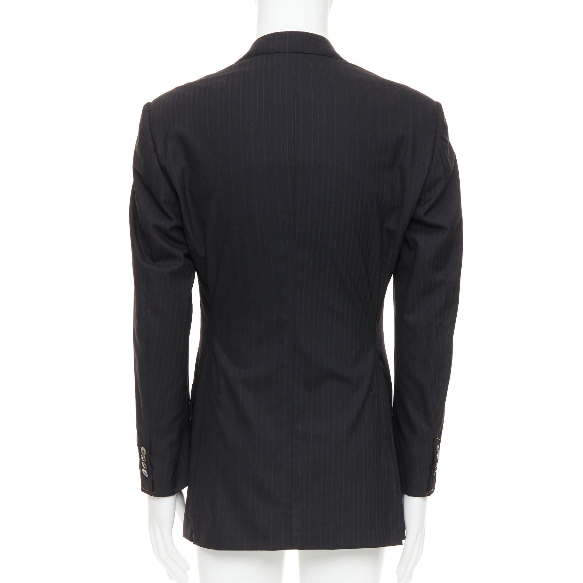 ZILLI PARIS blazer noir 100% laine à rayures 3 boutons poche zippée FR48 M Pour hommes en vente