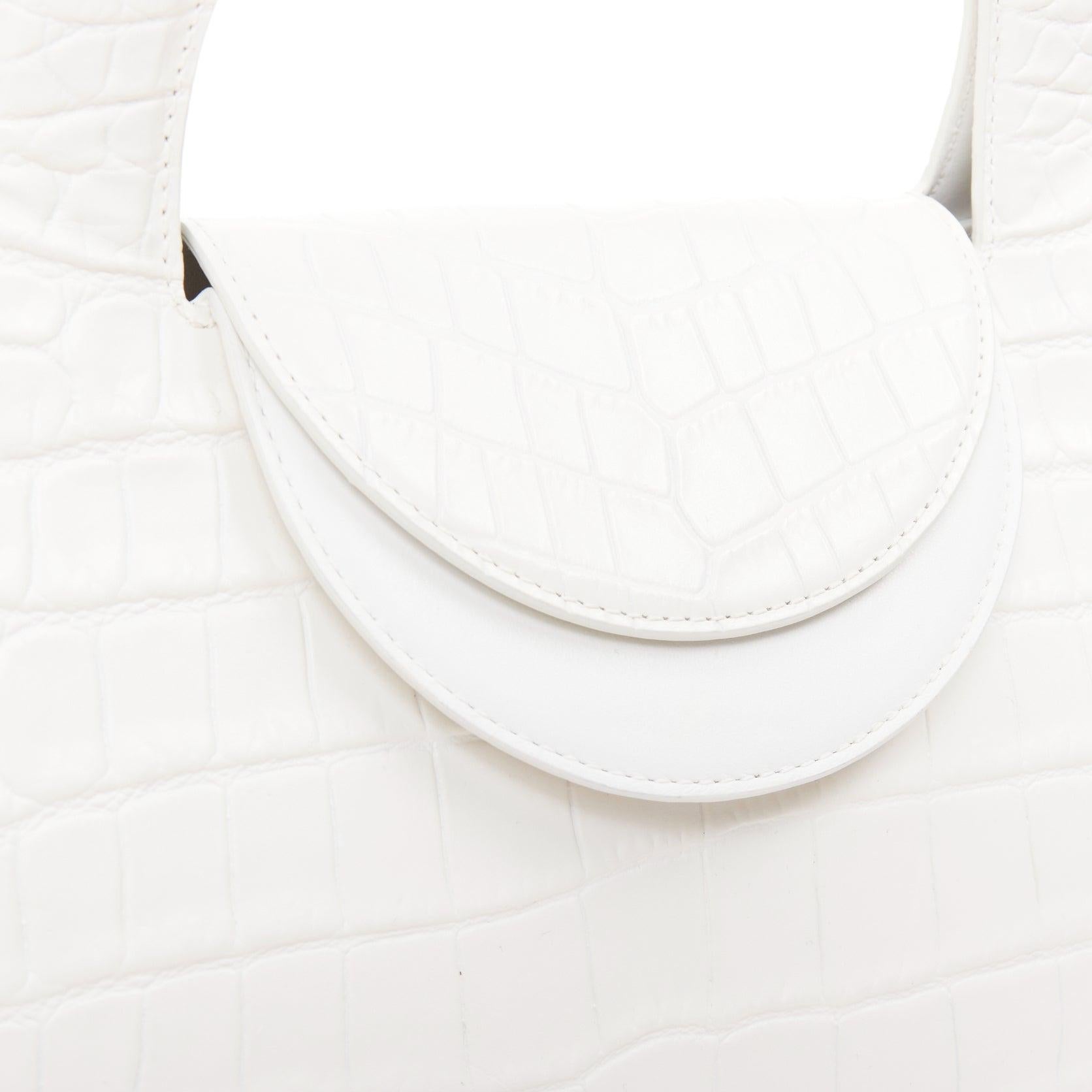 BOTTEGA VENETA borsa in pelle bianca goffrata a scaglie con manico superiore in vendita 2