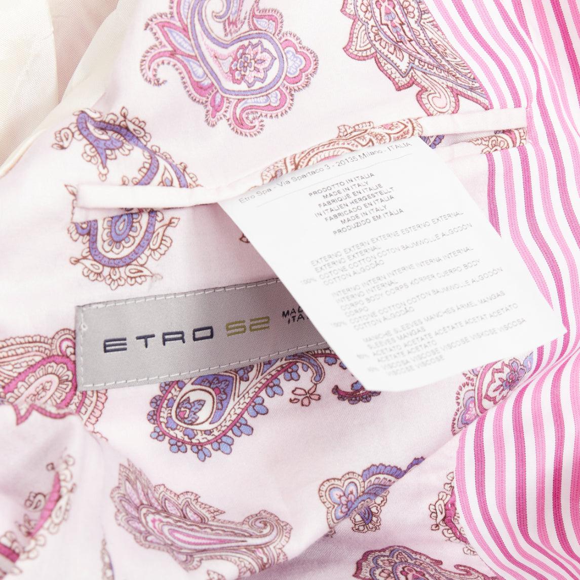 Etro rosa, bianco, cotone a righe, blazer monopetto con pinces IT52 XL in vendita 4