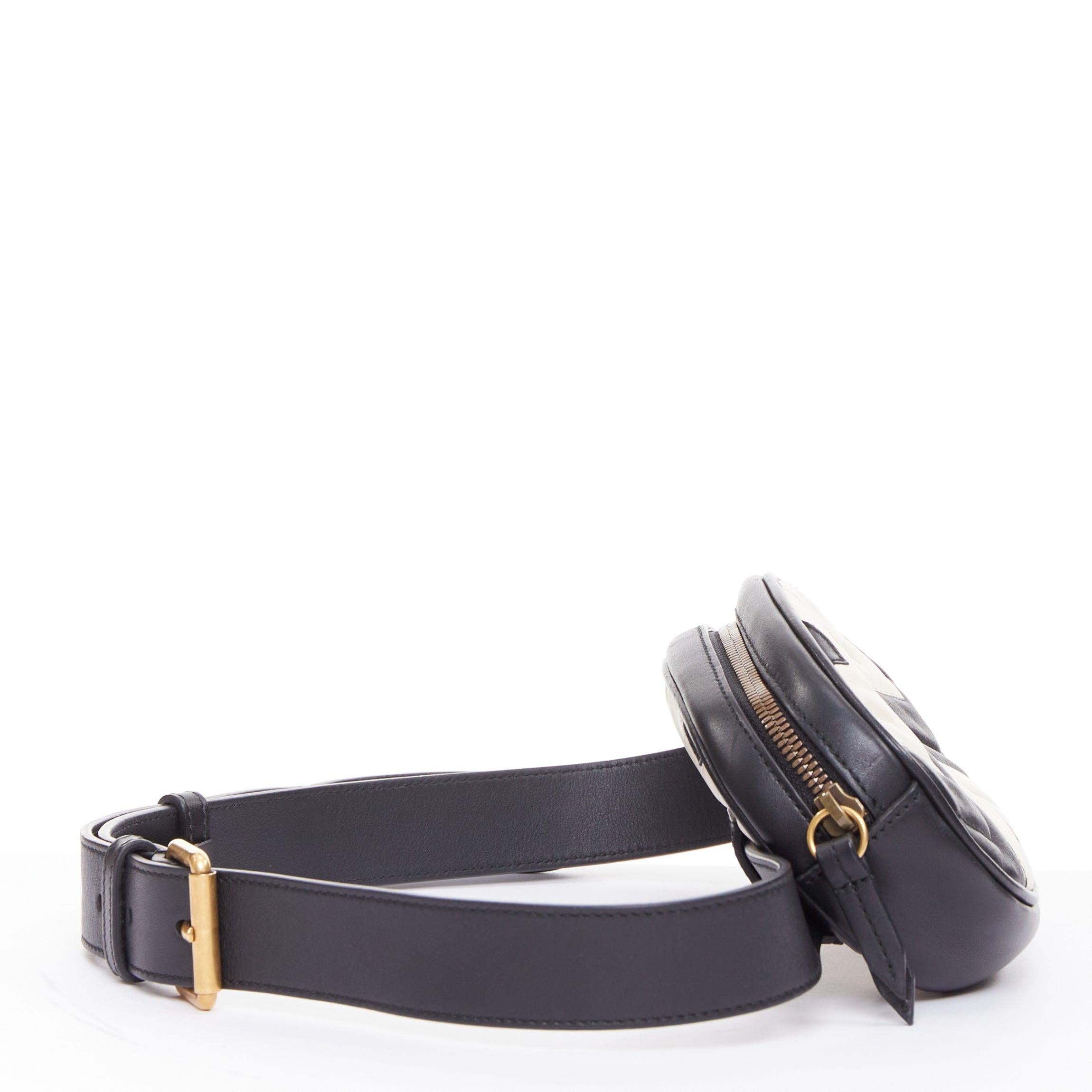 Noir Gucci Marmont noir crème matelassé en agneau chevron  sac à bandoulière GG en or en vente