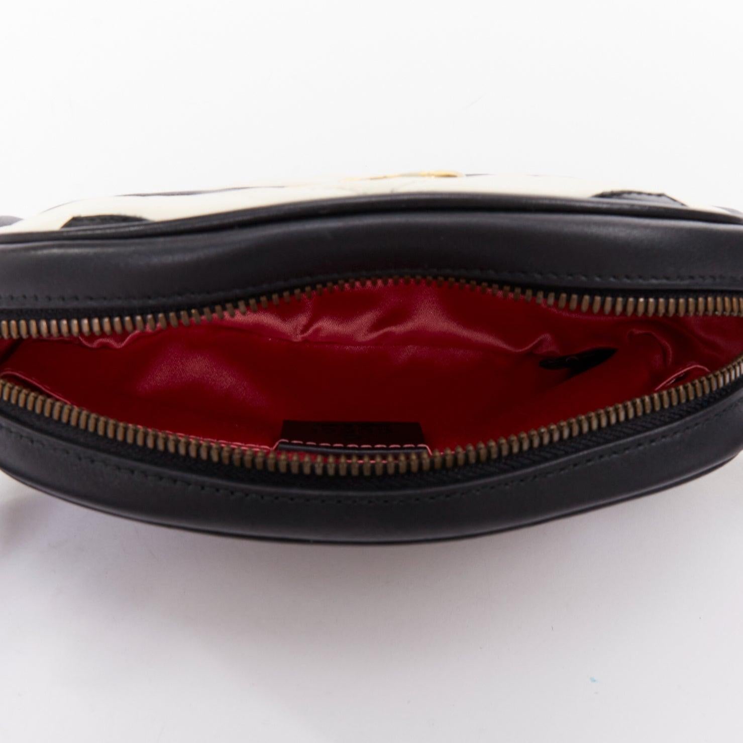 Gucci Marmont noir crème matelassé en agneau chevron  sac à bandoulière GG en or en vente 2