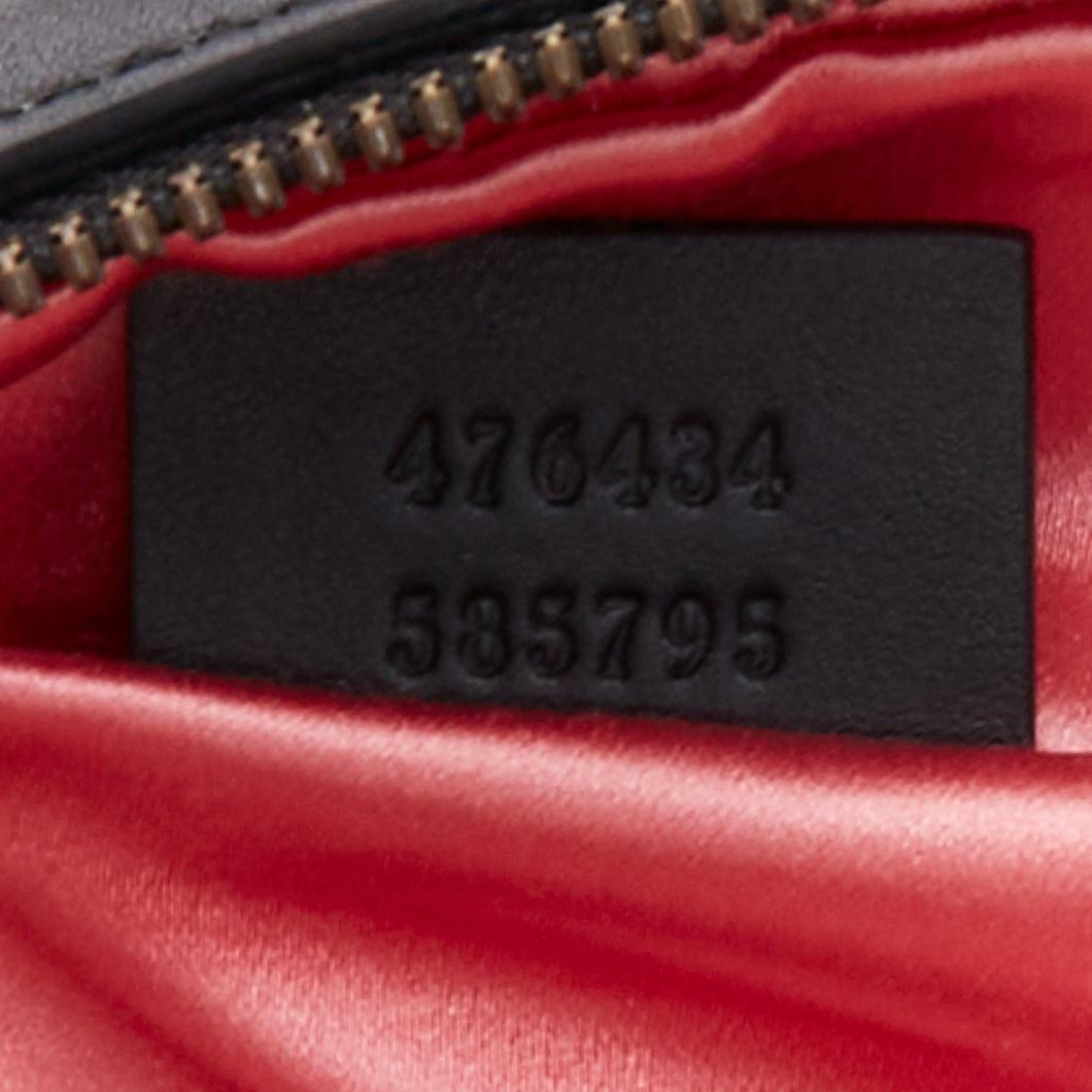 Gucci Marmont noir crème matelassé en agneau chevron  sac à bandoulière GG en or en vente 4
