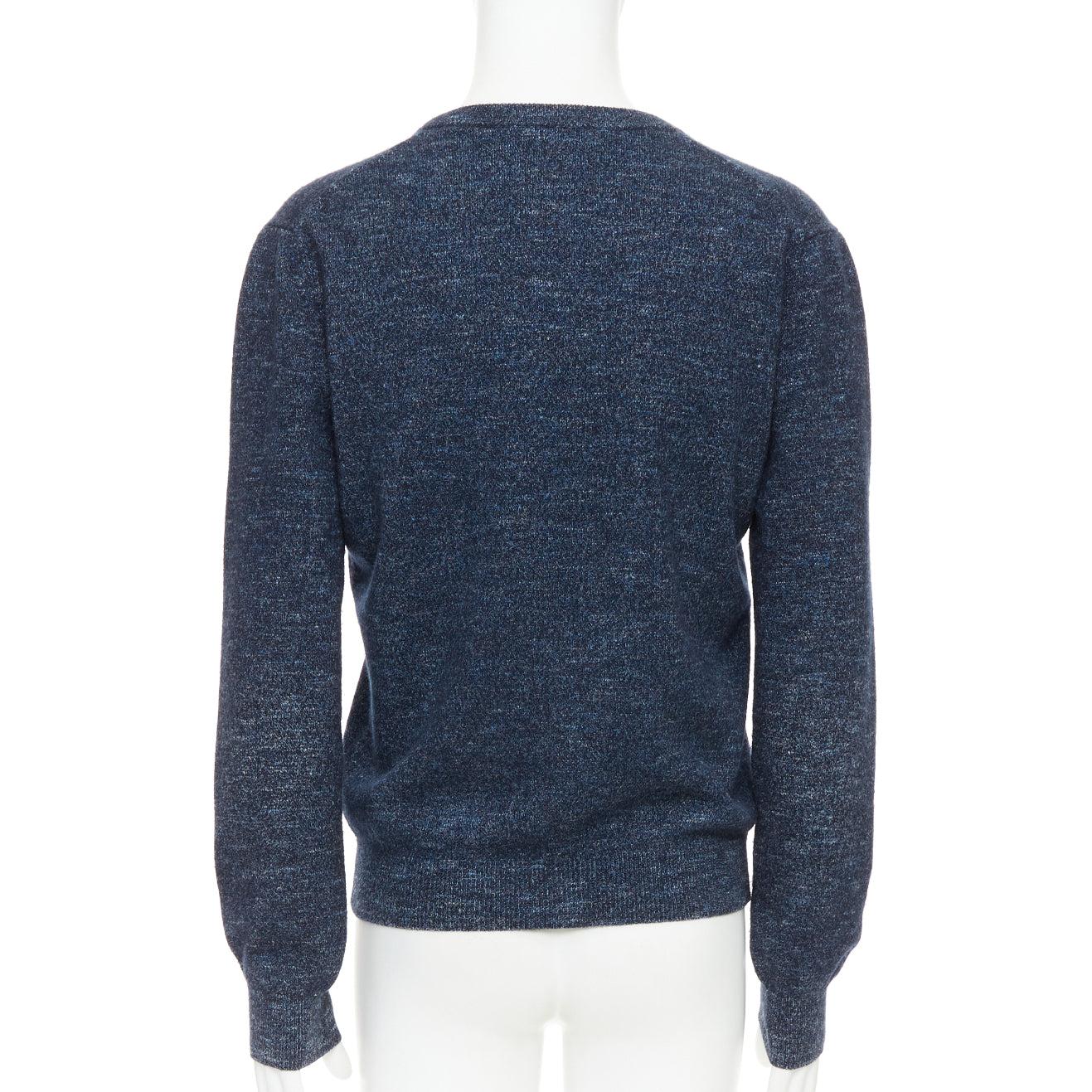 Uomo Gucci maglione in lana, seta e cashmere melange con collo a V e logo GG L.A. in vendita