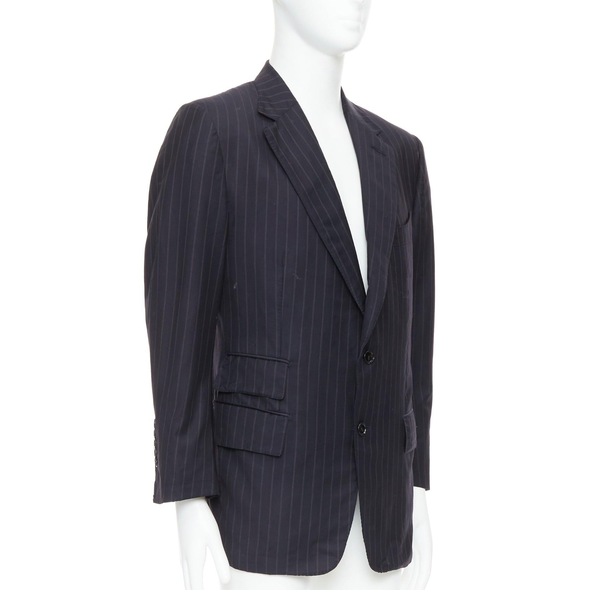 Noir TOM FORD Windsor blazer noir à poches à rabat en laine et soie IT50 L en vente