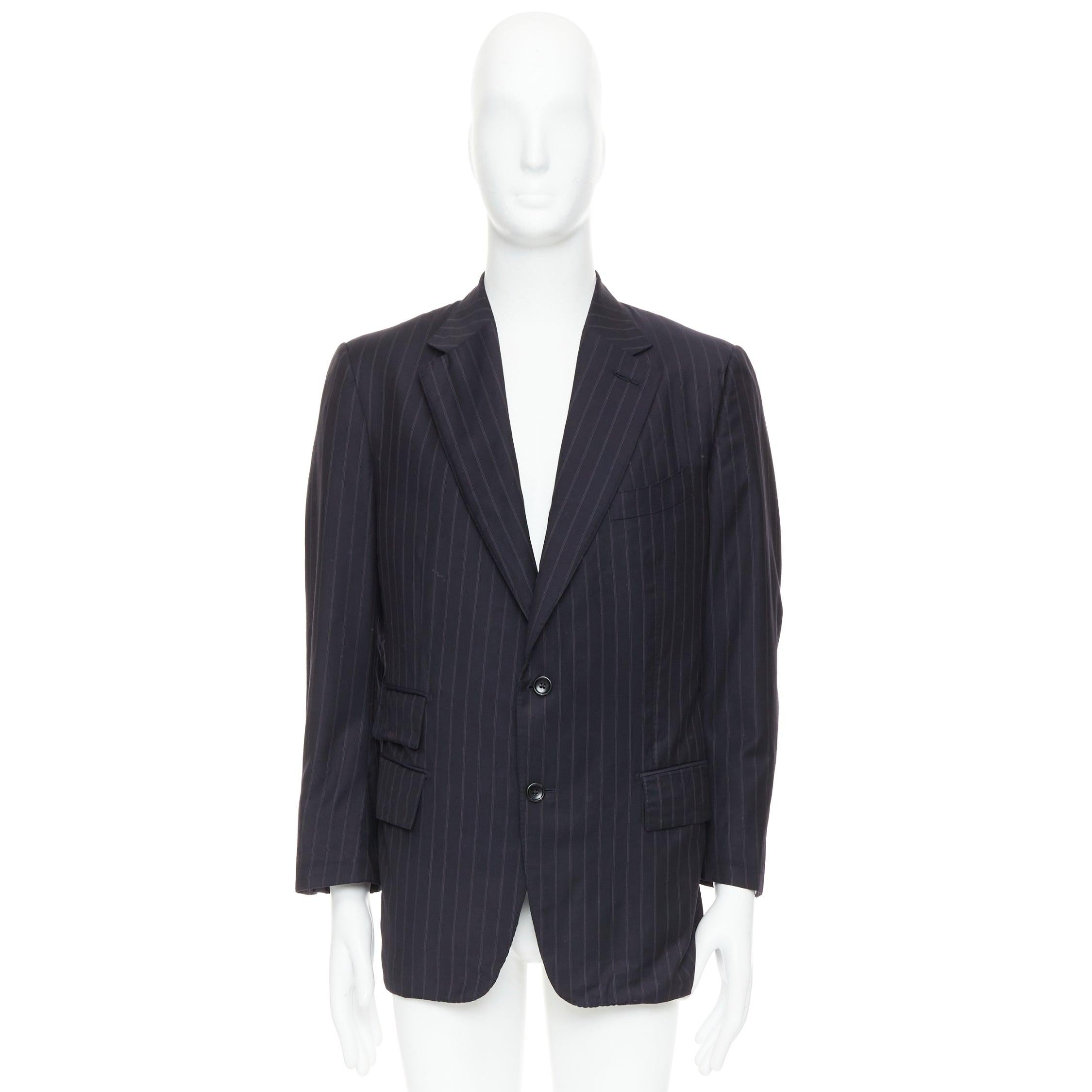 TOM FORD Windsor blazer noir à poches à rabat en laine et soie IT50 L en vente 4