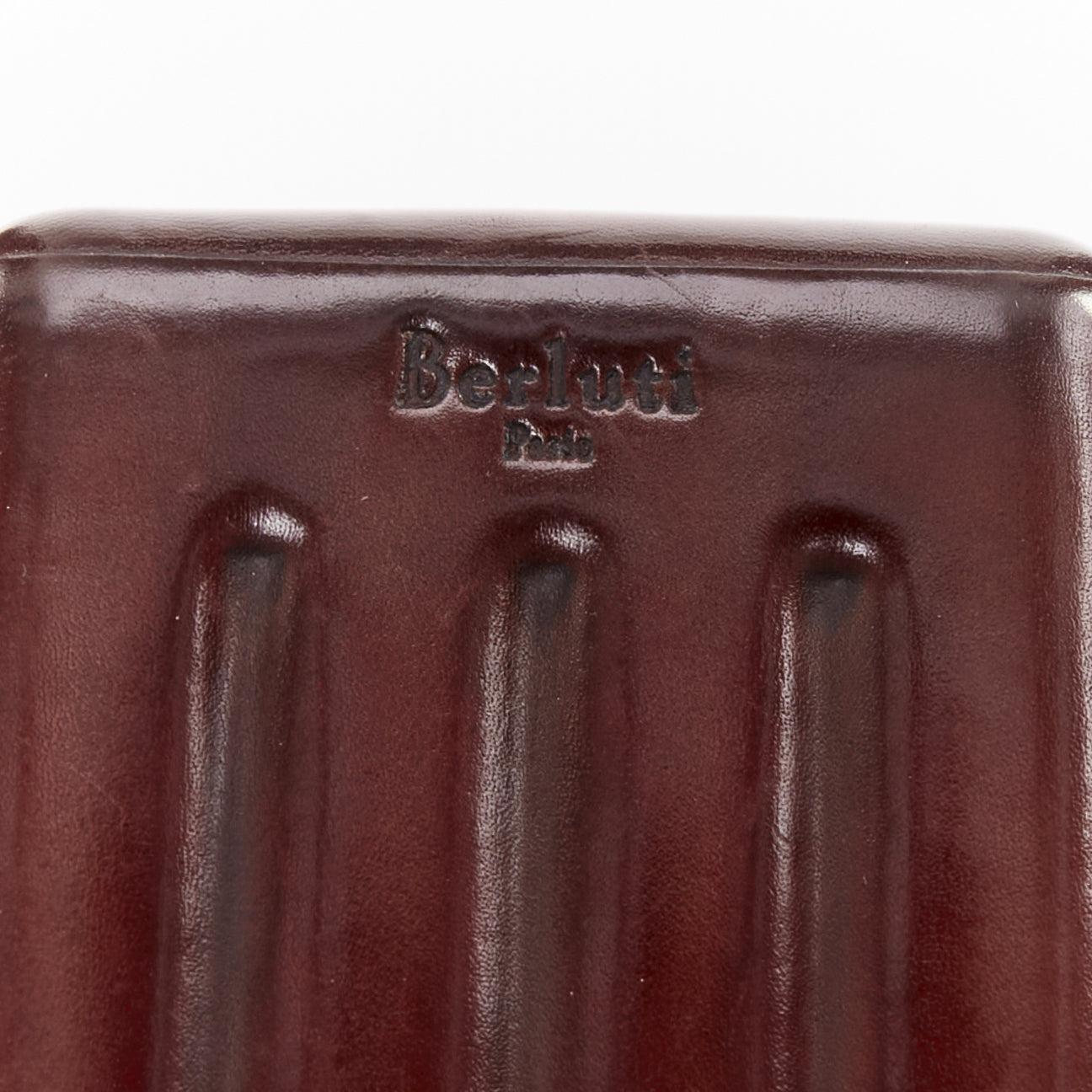 BERLUTI Etui 4 Scritto rot braun Kalligraphie Leder Zigarrenetui im Angebot 3
