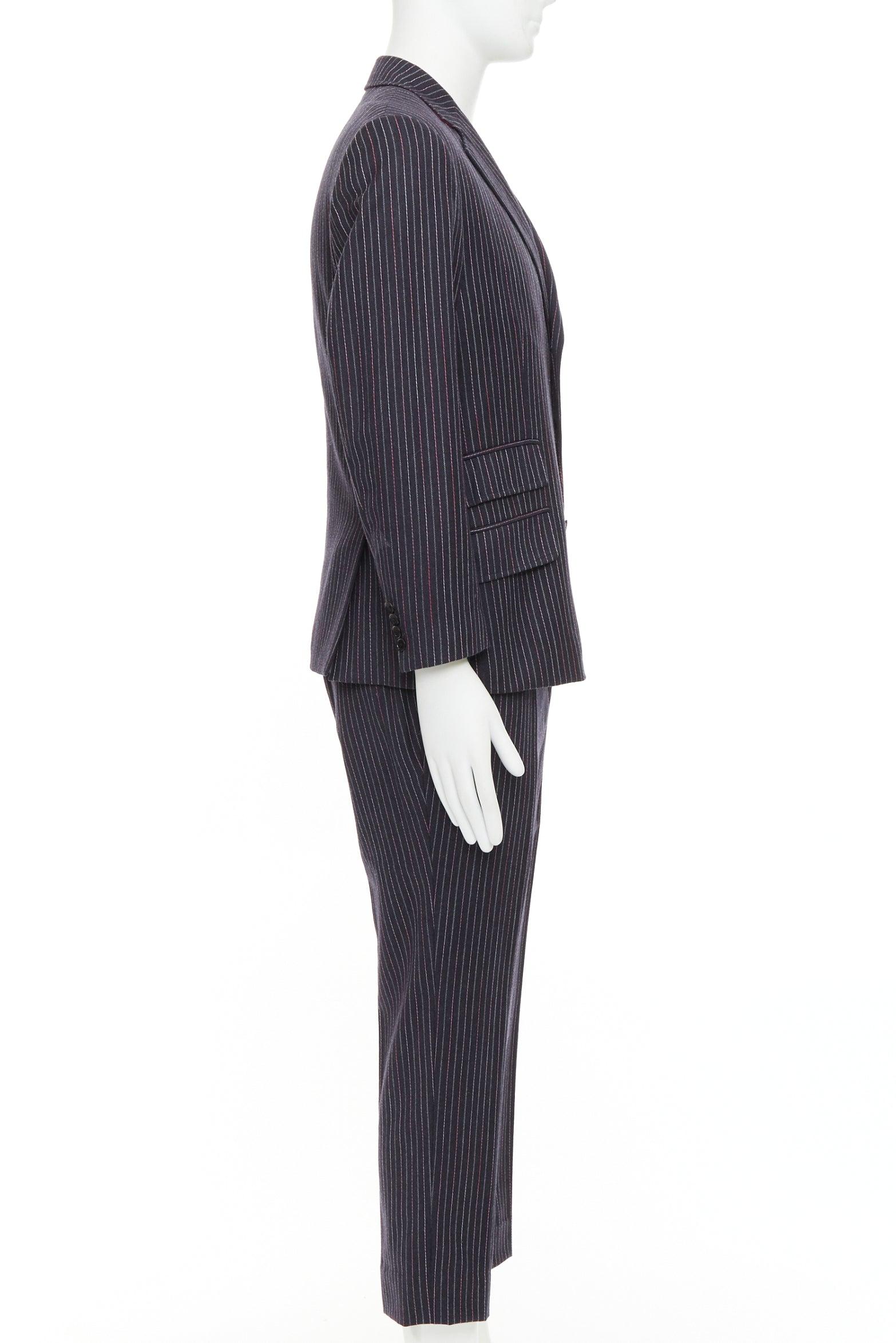 ETRO grau rosa Nadelstreifen Wolle Kaschmir einreihig Blazer Hose Set IT52 XL im Zustand „Gut“ im Angebot in Hong Kong, NT