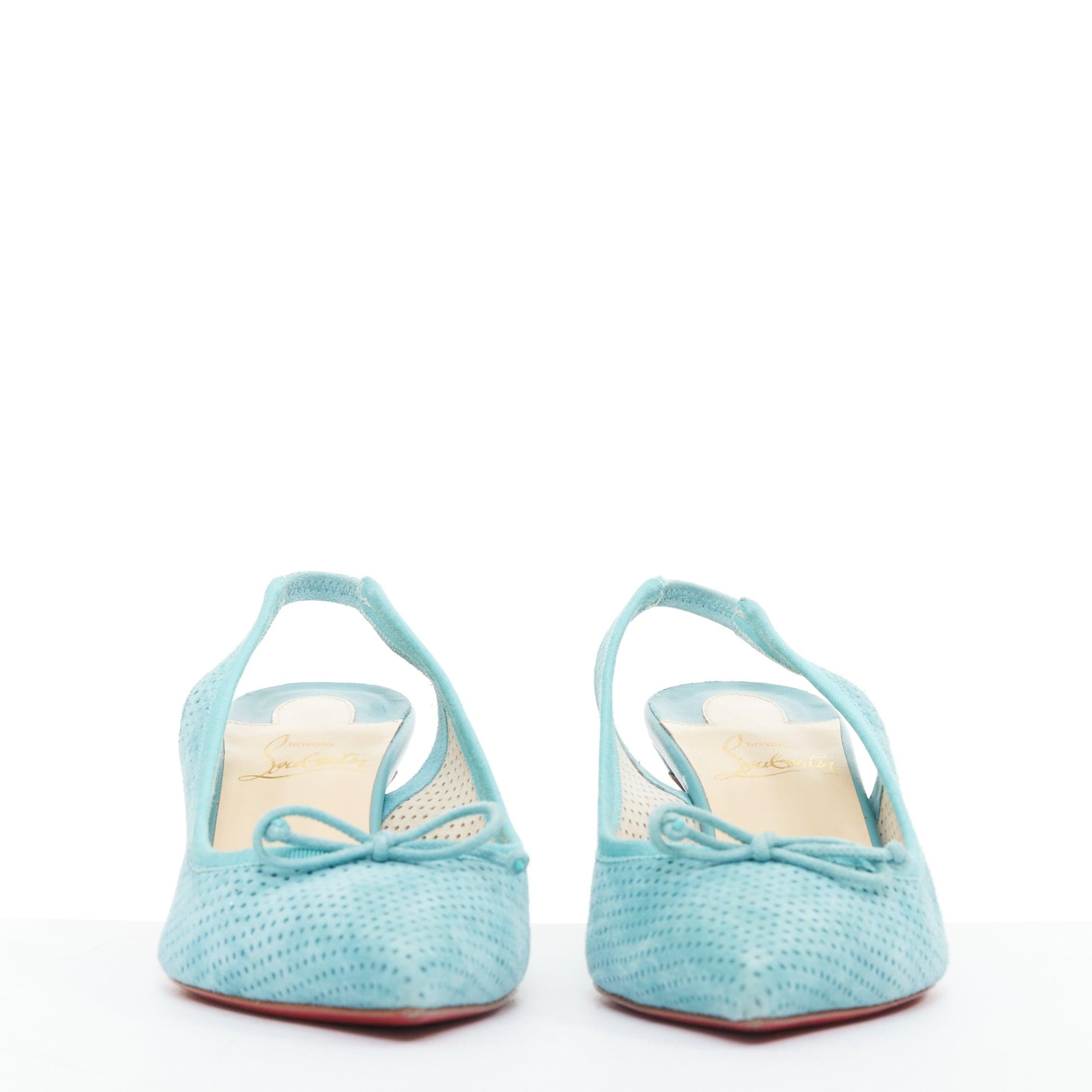 Bleu CHRISTIAN LOUBOUTIN A Hall Sling Pump 55 cuir velours pointu slingbacks EU36.5 en vente