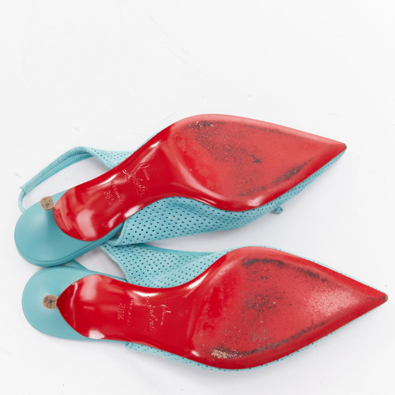 CHRISTIAN LOUBOUTIN A Hall Sling Pump 55 cuir velours pointu slingbacks EU36.5 en vente 6
