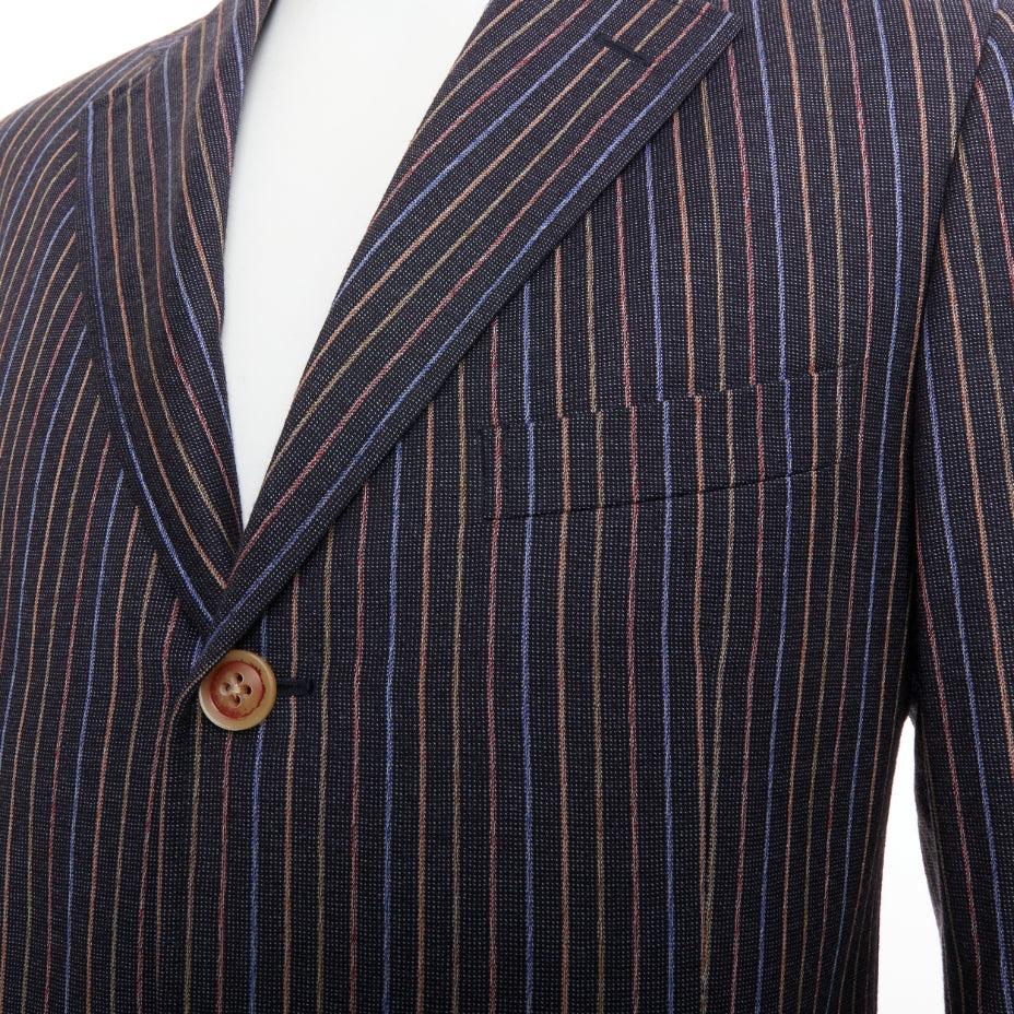 ETRO grau braun multi Nadelstreifen einreihig abgeschnitten Blazer Hose Set IT52 XL
Referenz: TGAS/F00061
Marke: Etro
MATERIAL: Wolle
Farbe: Grau, Mehrfarbig
Muster: Nadelgestreift
Verschluss: Knopf
Innenfutter: Multicolour-Stoff
Hergestellt in: