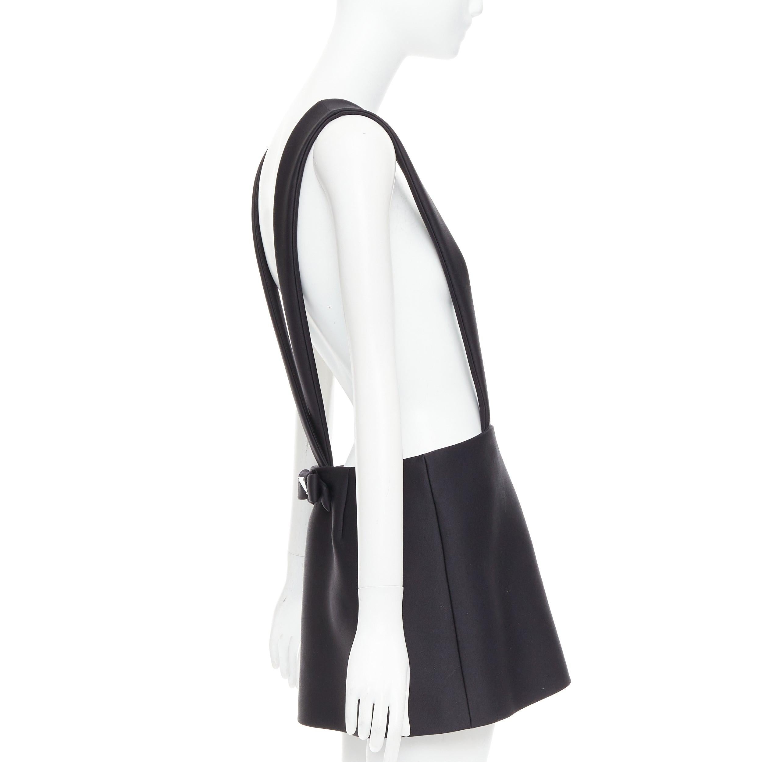 PRADA 2023 schwarz Schurwollmischung Logo-Schleife hinten Straps-Minirock IT40 S Damen im Angebot
