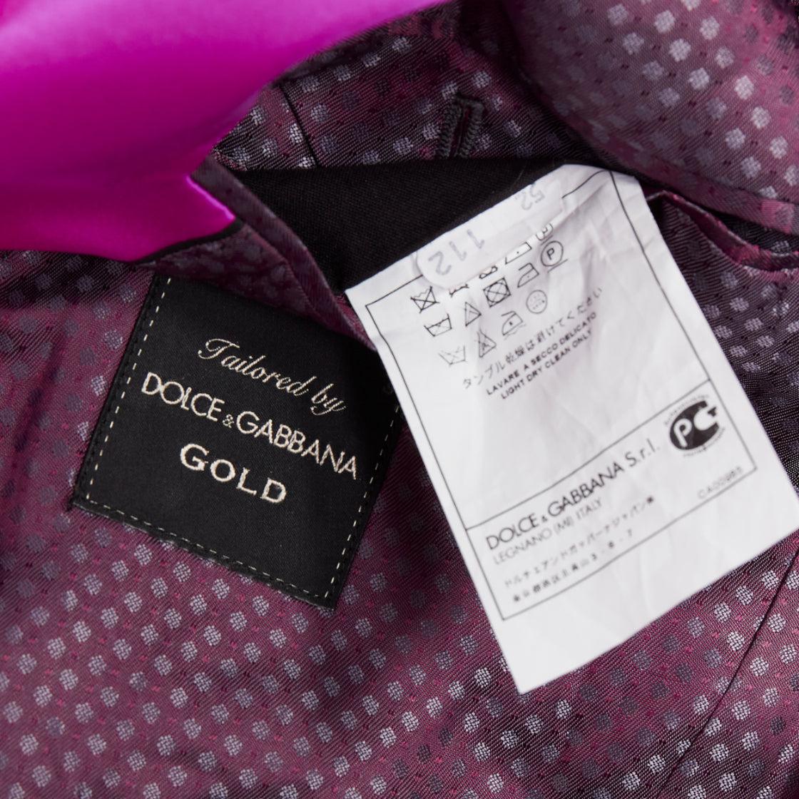 DOLCE GABBANA Blazer da smoking in velluto rosa oro, cotone e seta IT52 XL in vendita 3