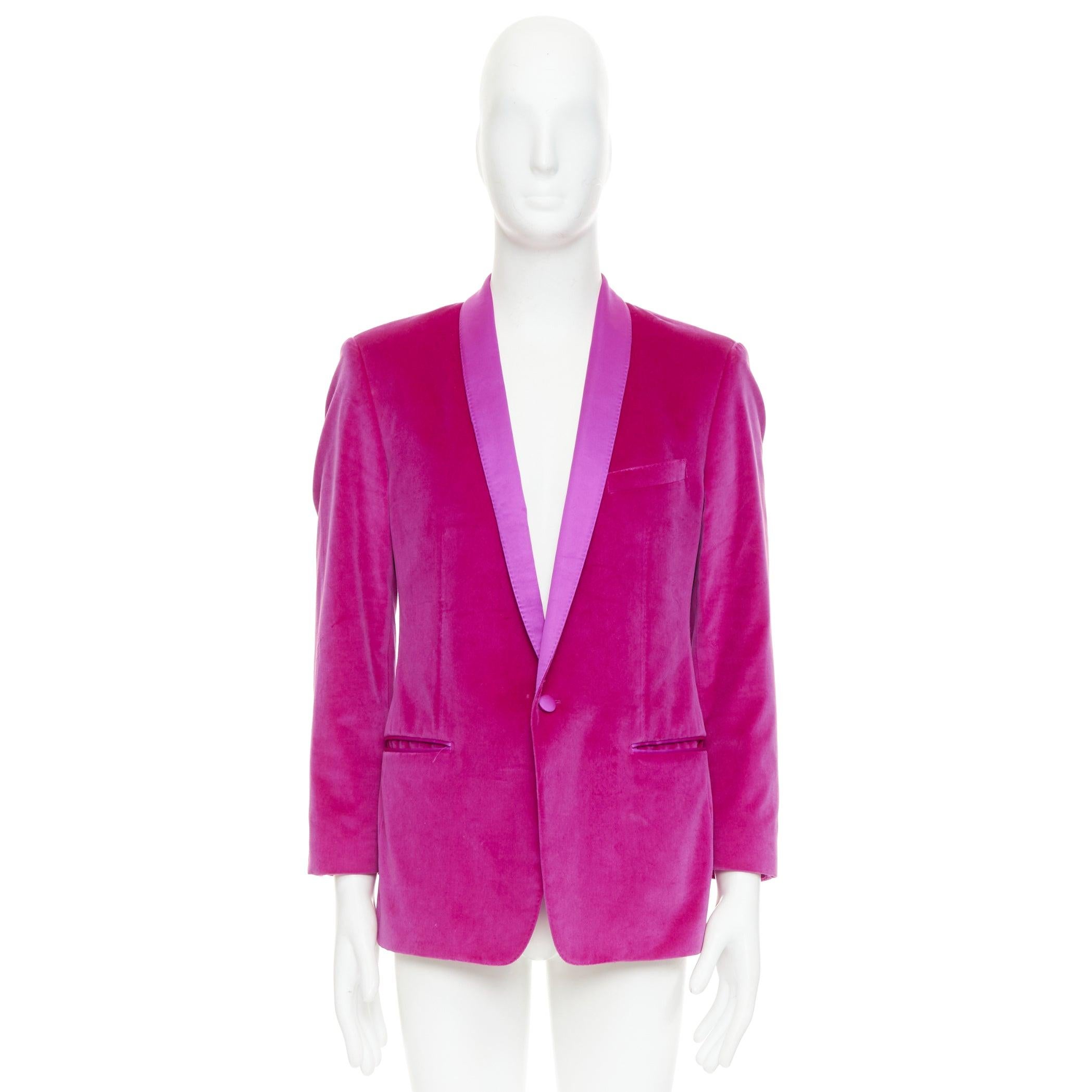 DOLCE GABBANA Blazer da smoking in velluto rosa oro, cotone e seta IT52 XL in vendita 4