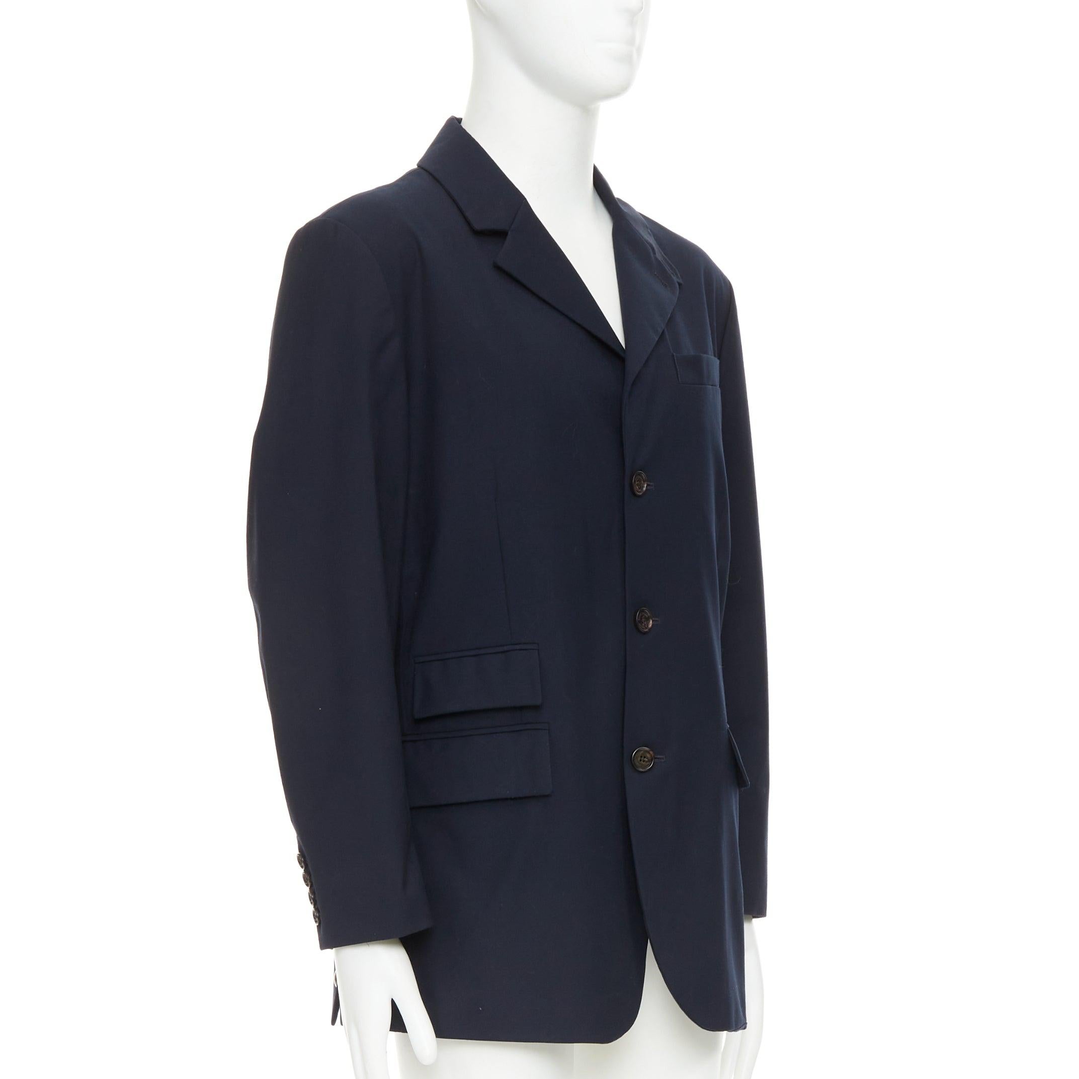 Noir Ralph Lauren Purple Label manteau en sergé marine à 3 poches à rabat et double évent XL en vente