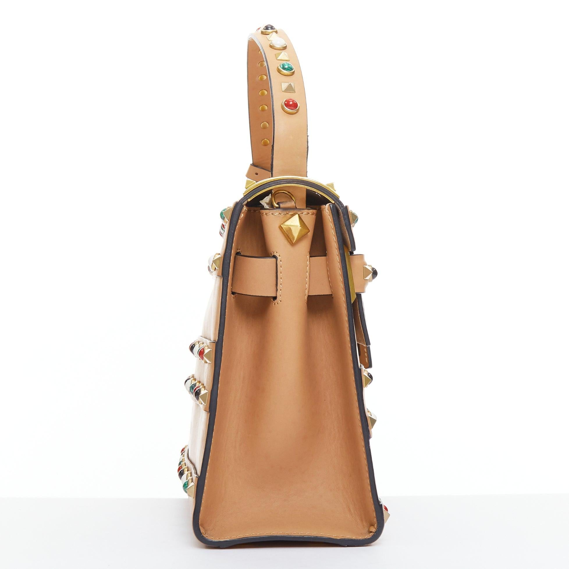 VALENTINO Rockstud Native Couture Kalbsleder Multi Stone Crossbody Satchenl Tasche Damen im Angebot