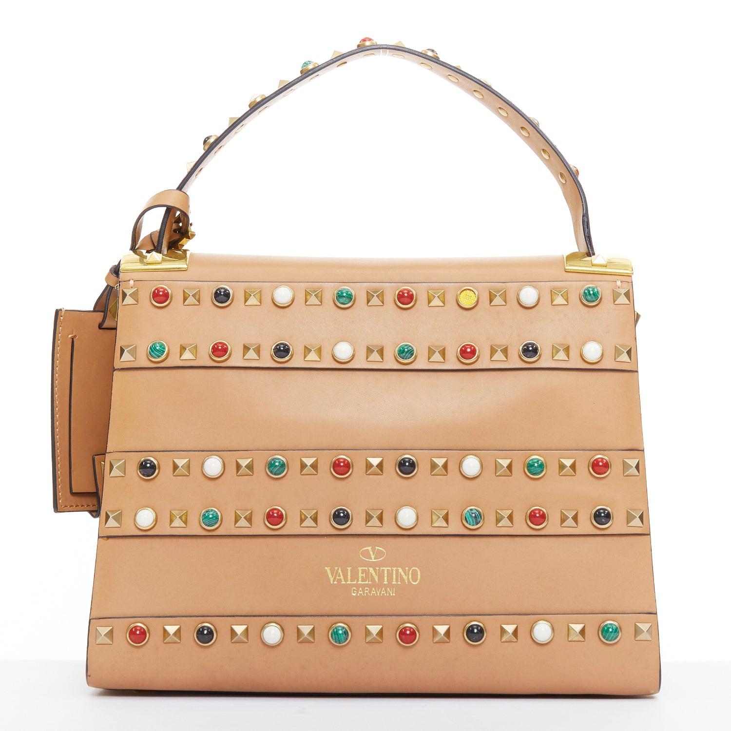 VALENTINO Rockstud Native Couture Kalbsleder Multi Stone Crossbody Satchenl Tasche im Angebot 1