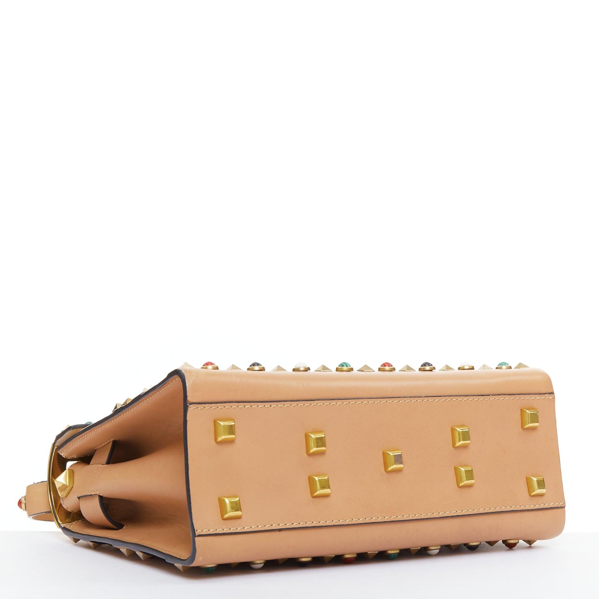 VALENTINO Rockstud Native Couture Kalbsleder Multi Stone Crossbody Satchenl Tasche im Angebot 2