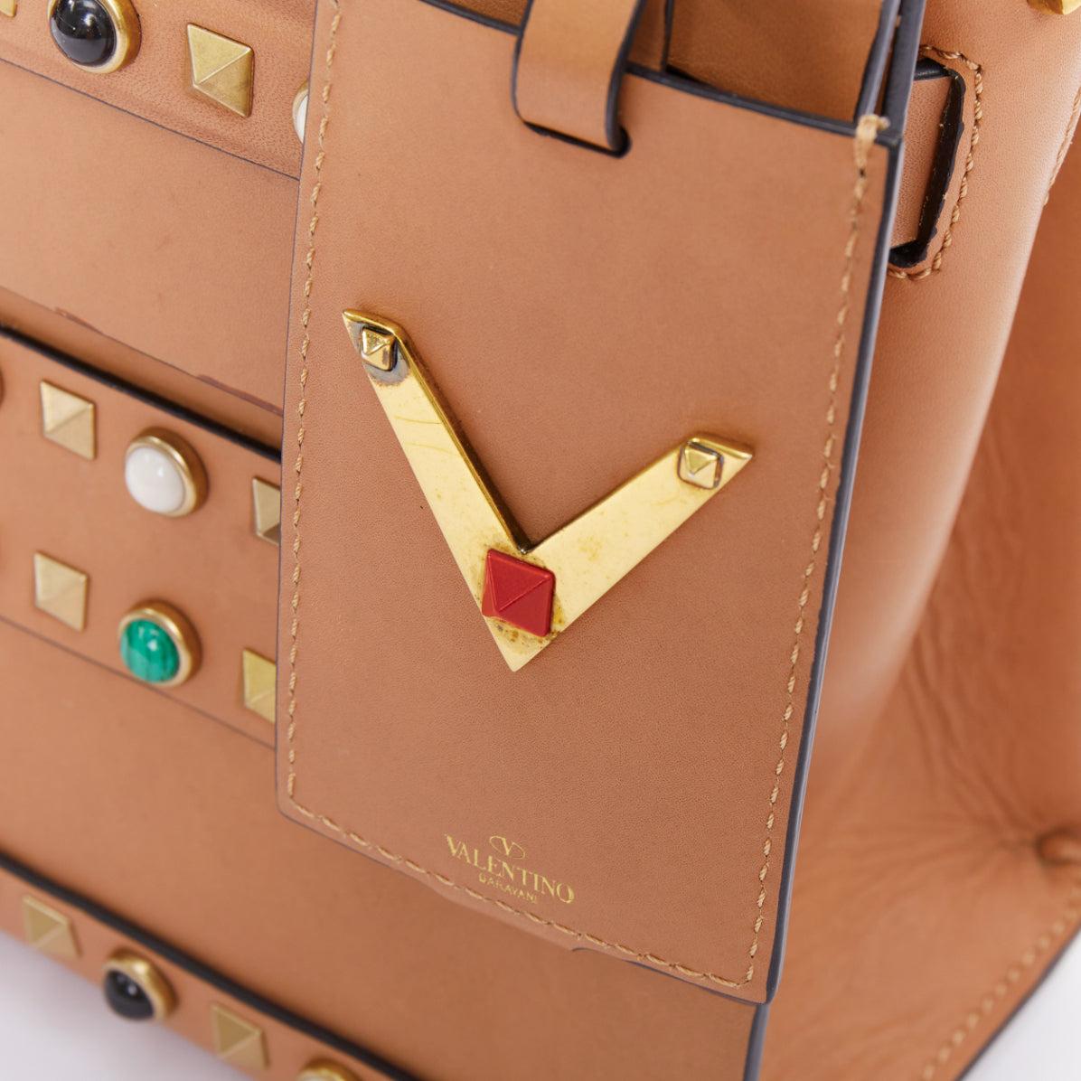 VALENTINO Rockstud Native Couture Kalbsleder Multi Stone Crossbody Satchenl Tasche im Angebot 3