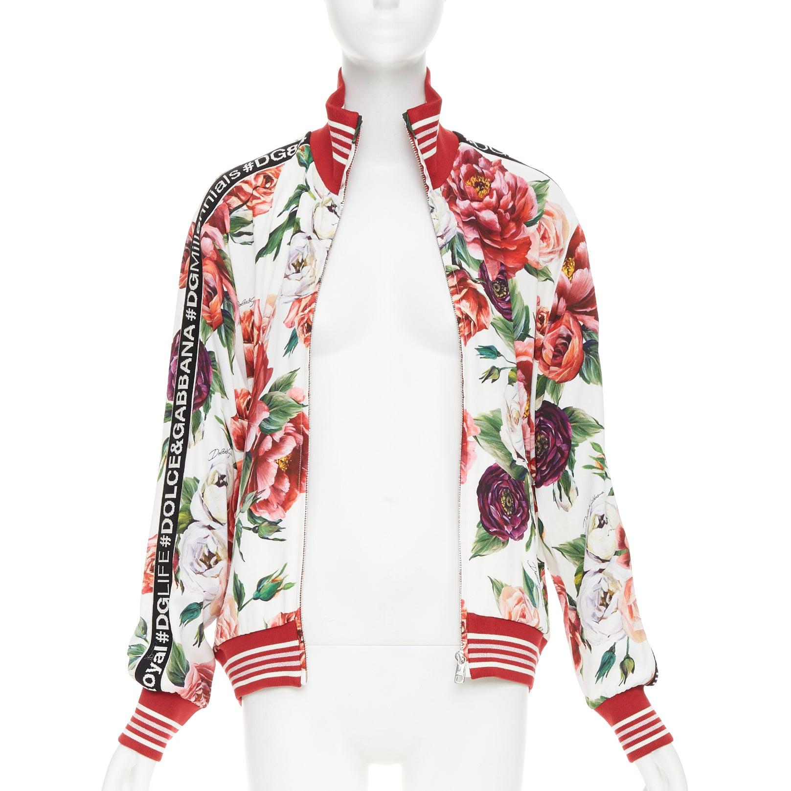 DOLCE GABBANA bomber a righe in seta con stampa floreale rosa IT36 XXS In condizioni ottime in vendita a Hong Kong, NT
