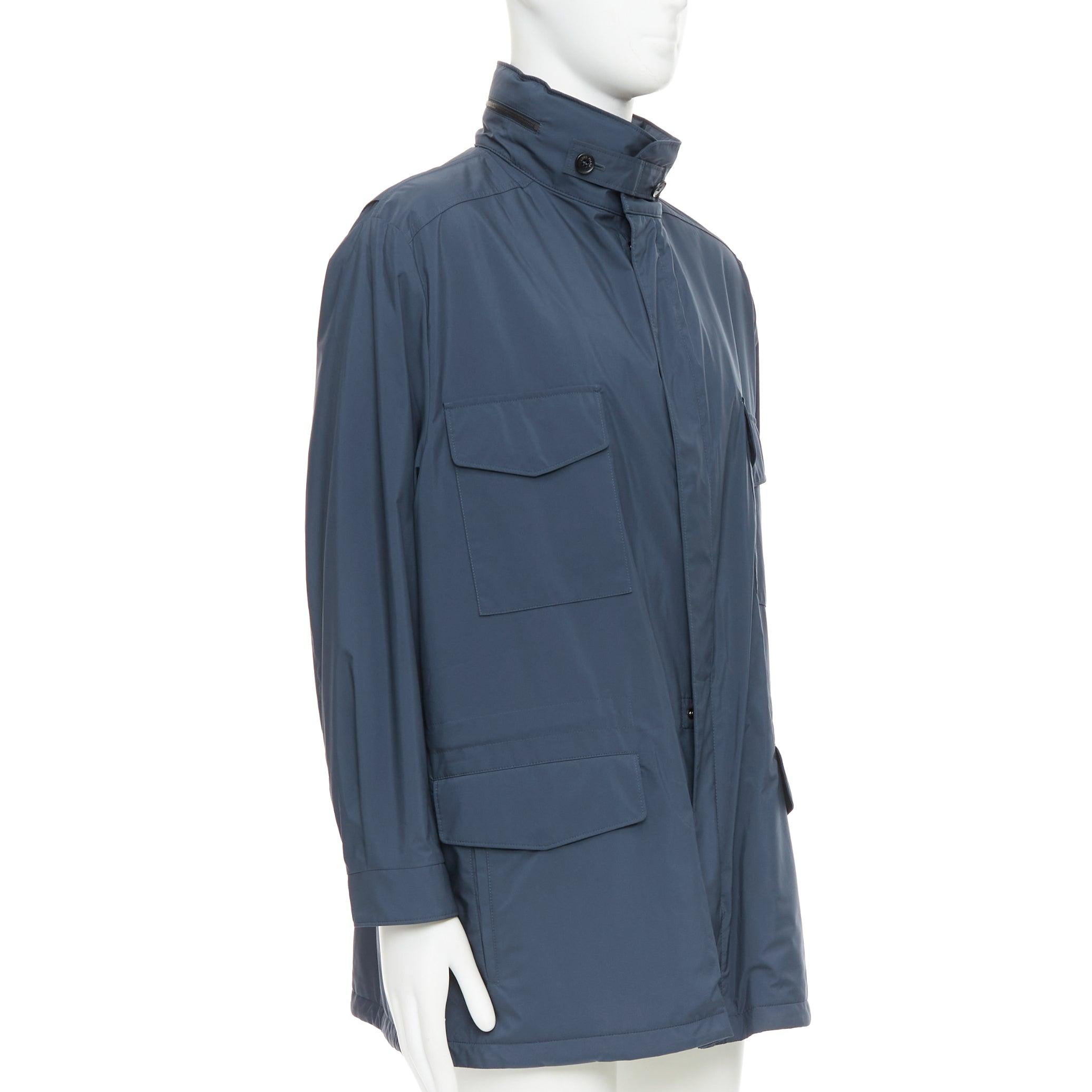 LORO PIANA Manteau Traveller navy windtech light 100% cashmere doublé IT58 4XL Bon état - En vente à Hong Kong, NT