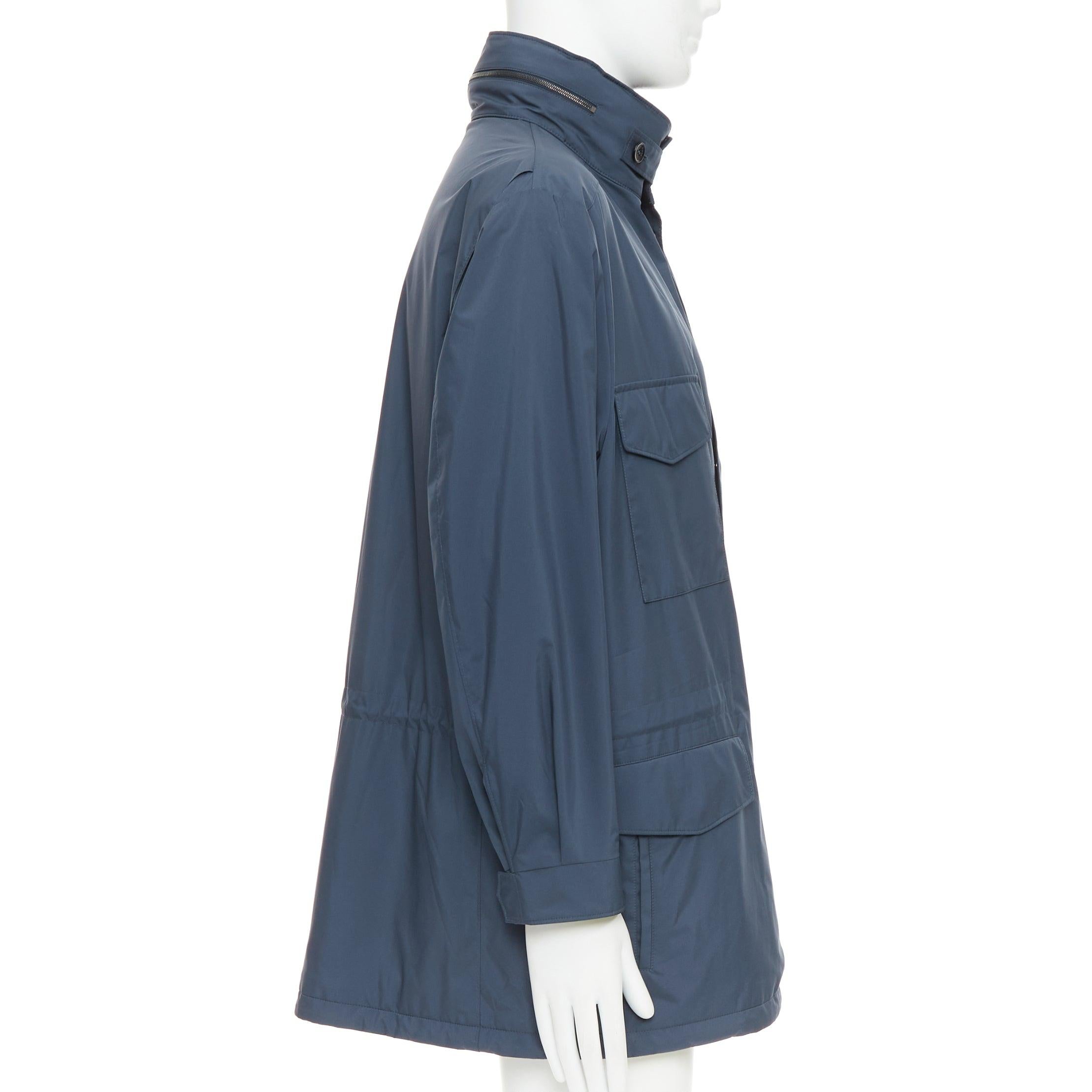 LORO PIANA Manteau Traveller navy windtech light 100% cashmere doublé IT58 4XL Pour hommes en vente