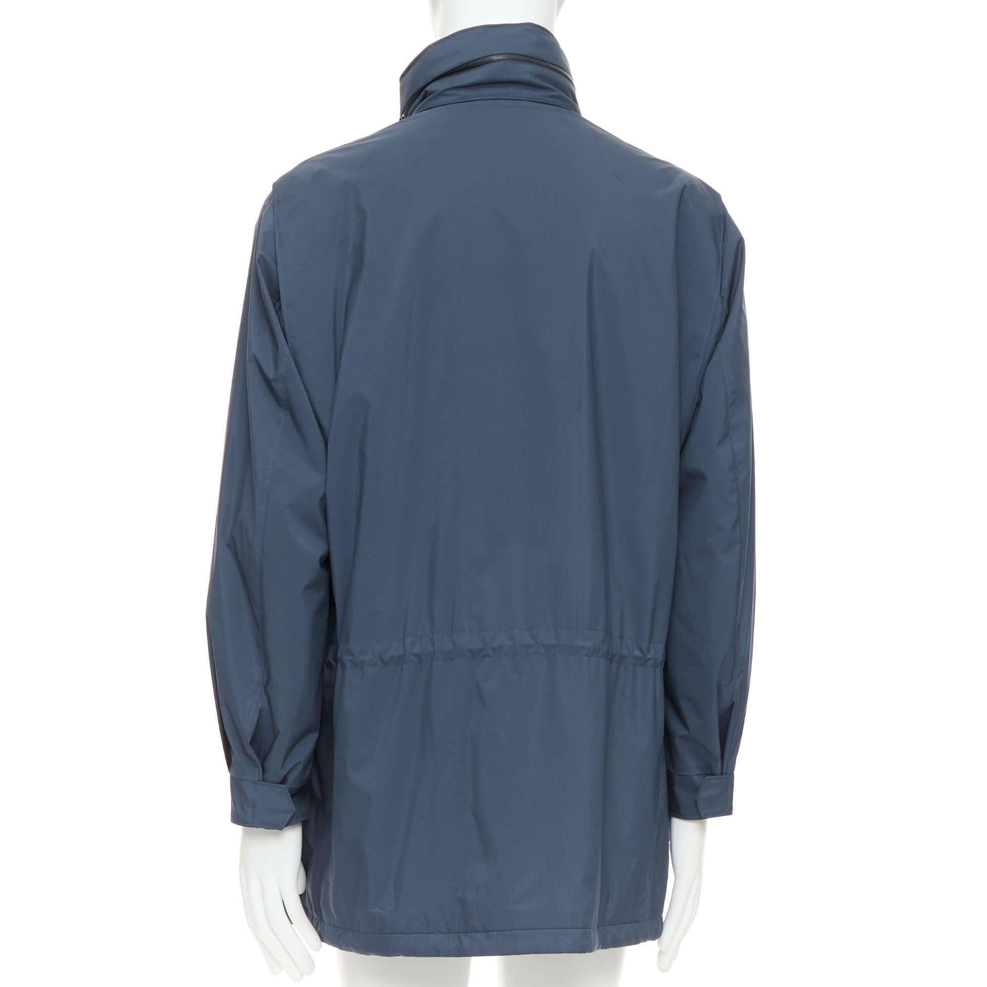 LORO PIANA Manteau Traveller navy windtech light 100% cashmere doublé IT58 4XL en vente 1