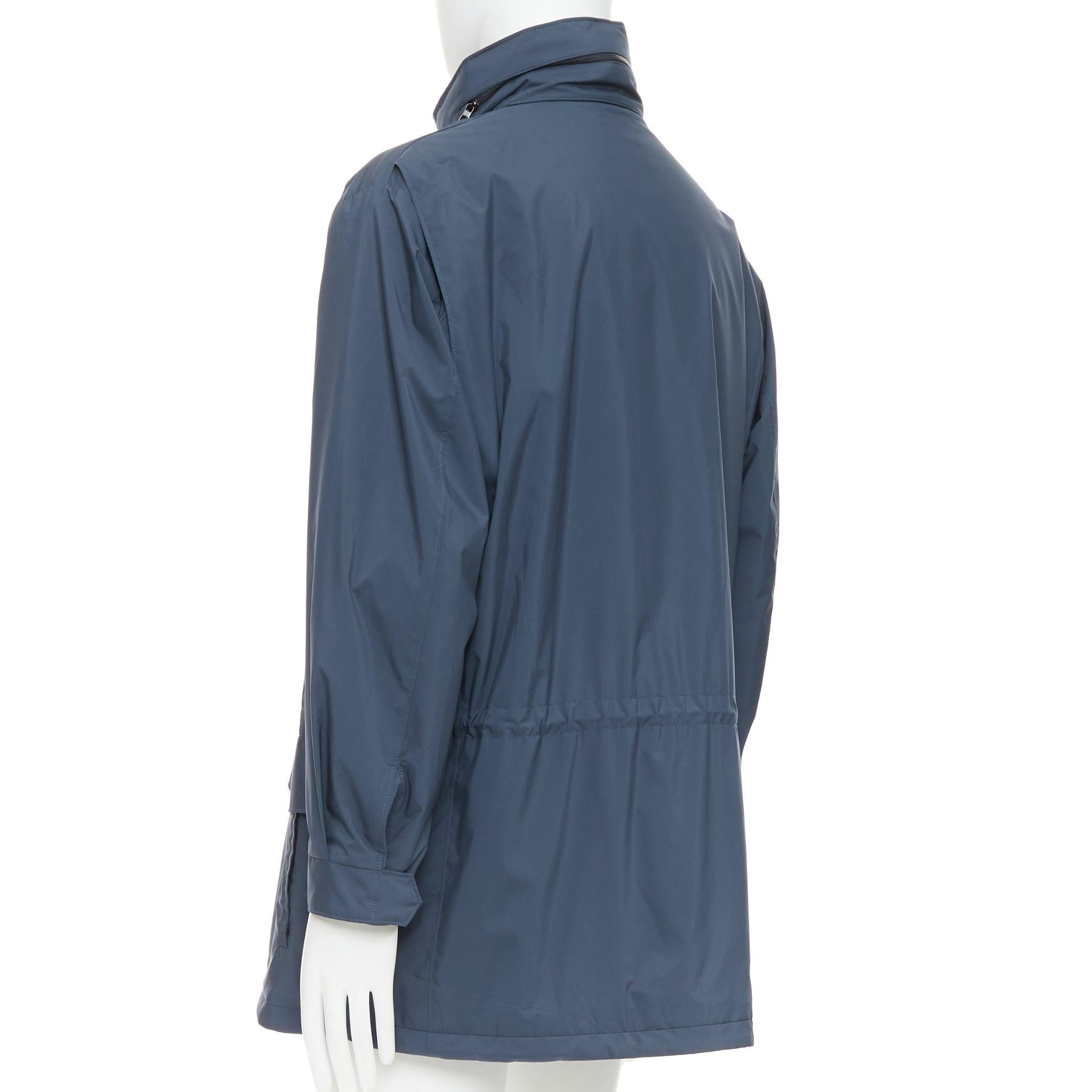 LORO PIANA Manteau Traveller navy windtech light 100% cashmere doublé IT58 4XL en vente 2