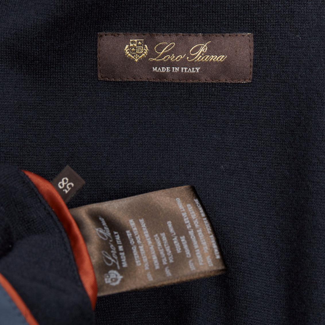 LORO PIANA Manteau Traveller navy windtech light 100% cashmere doublé IT58 4XL en vente 4