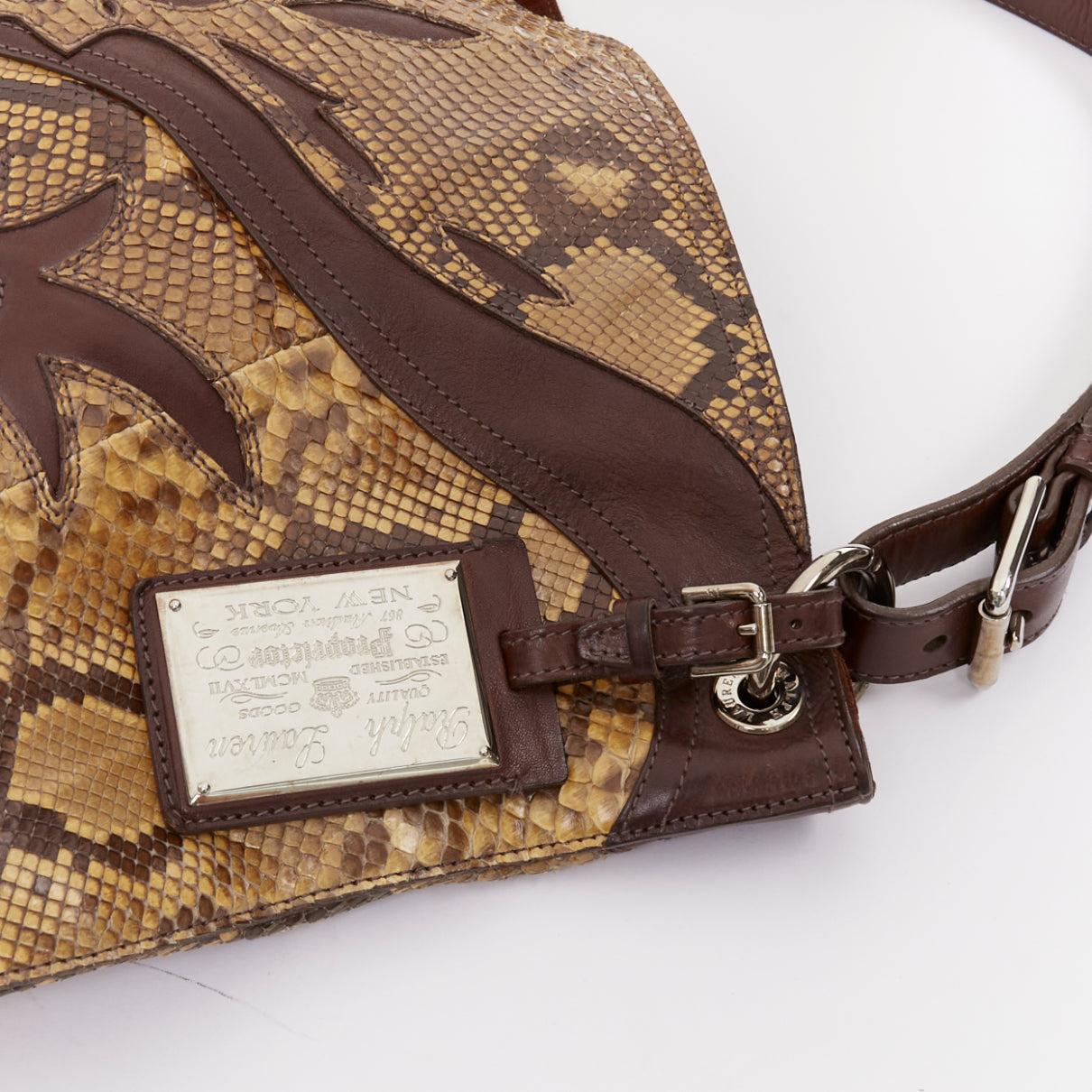 RALPH LAUREN Label Proprietor sac hobo en cuir écaillé Western Flame stitch en vente 3