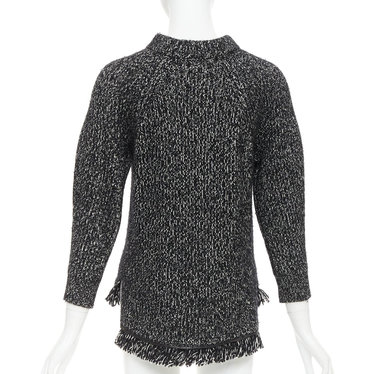 Donna Alexander McQueen - maglione grigio con orlo a gradini sfrangiato in maglia raglan S in vendita