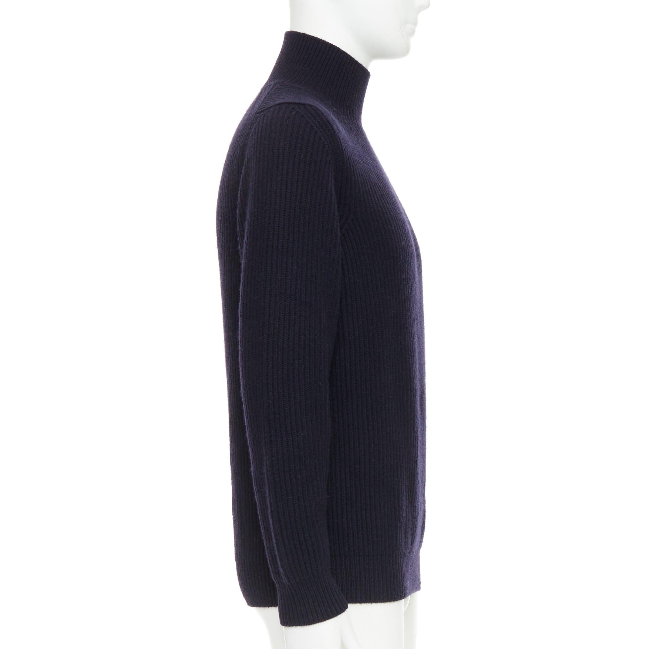 BRIONI 100% Kaschmir navy Lederbesatz Seitenknopf Pullover IT48 M im Zustand „Hervorragend“ im Angebot in Hong Kong, NT