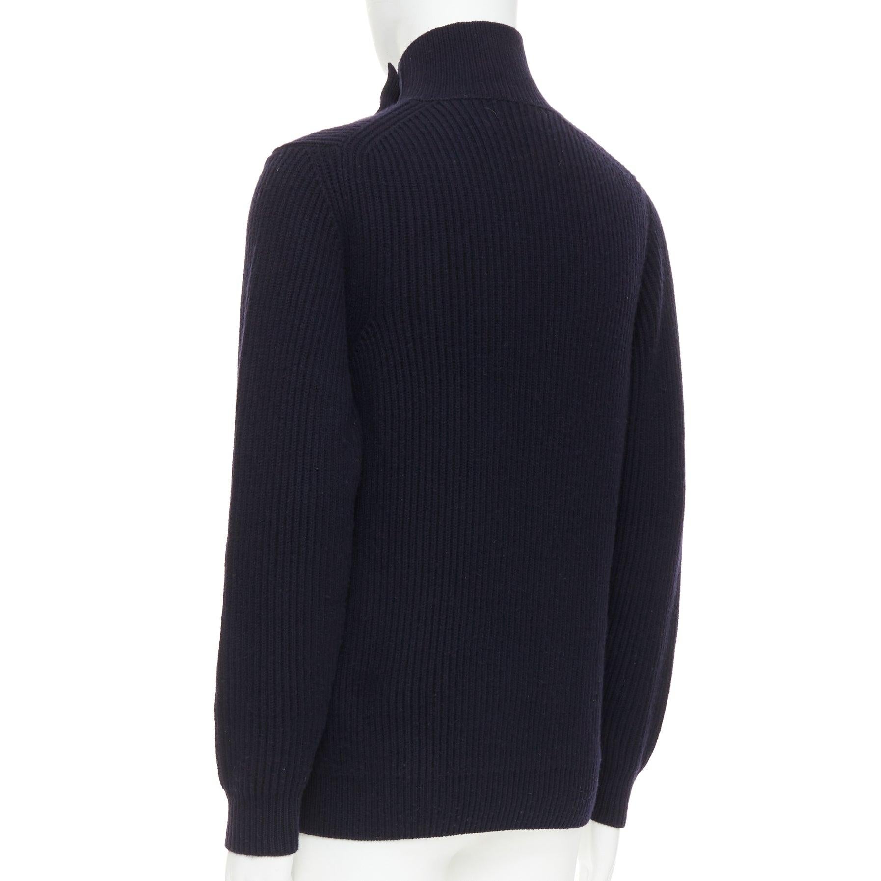 BRIONI 100% Kaschmir navy Lederbesatz Seitenknopf Pullover IT48 M im Angebot 1