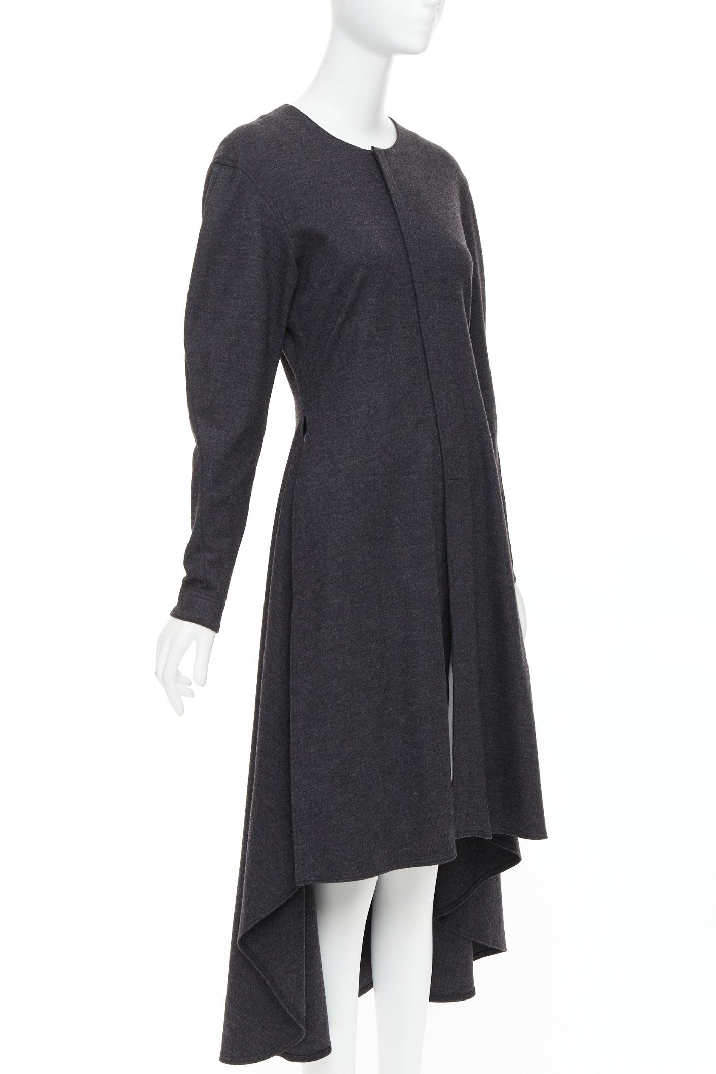 OLD CELINE 2017 Phoebe Philo dunkelgraues Kleid mit tiefem Saum aus Wollmischung FR36 S (Schwarz) im Angebot
