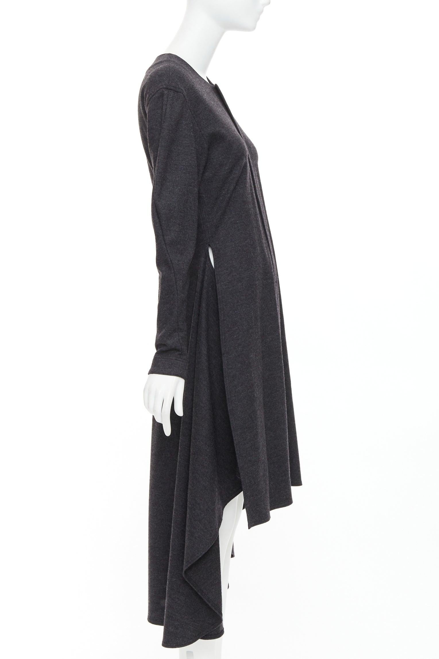 OLD CELINE 2017 Phoebe Philo dunkelgraues Kleid mit tiefem Saum aus Wollmischung FR36 S im Zustand „Gut“ im Angebot in Hong Kong, NT