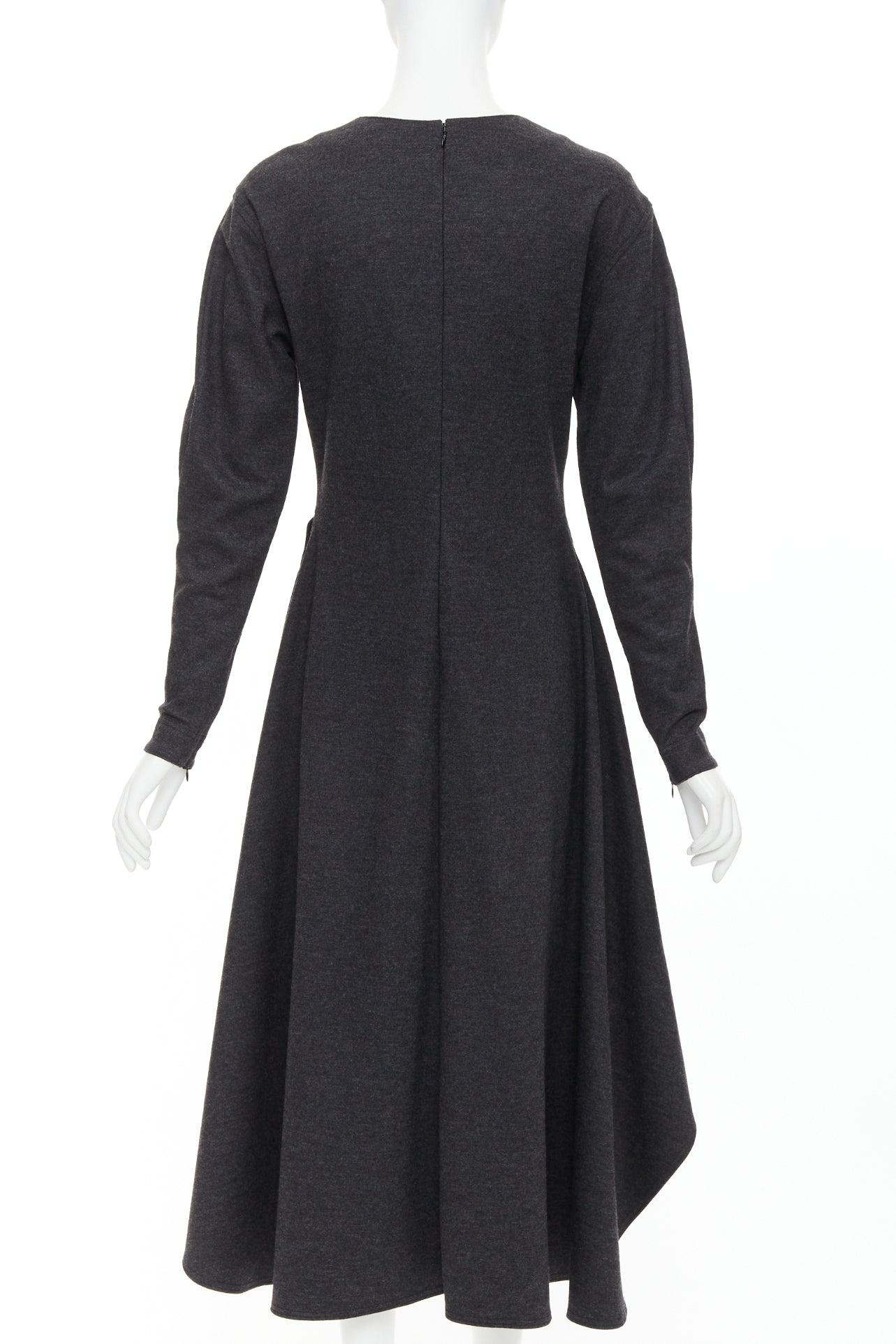 OLD CELINE 2017 Phoebe Philo dunkelgraues Kleid mit tiefem Saum aus Wollmischung FR36 S Damen im Angebot