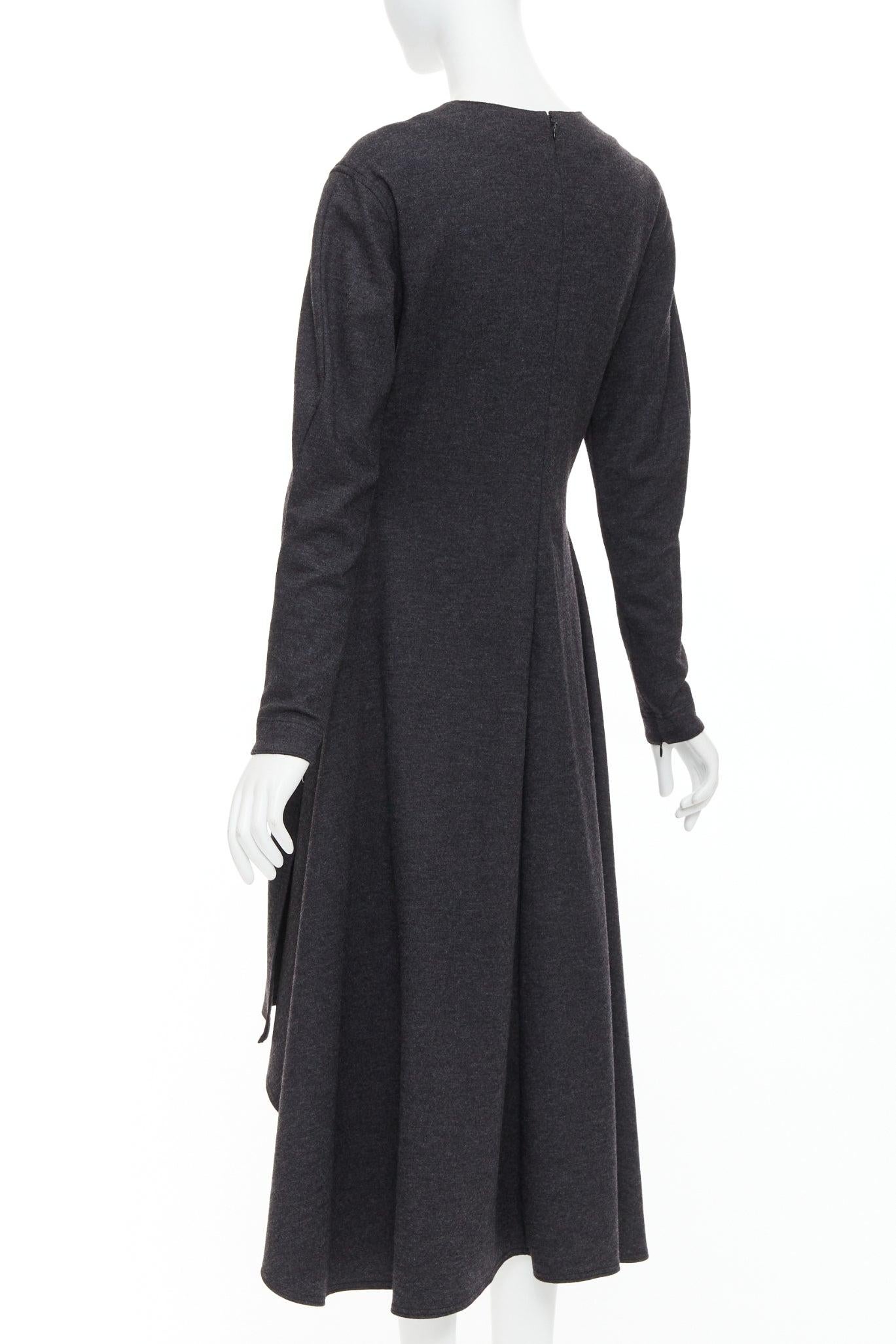 OLD CELINE 2017 Phoebe Philo dunkelgraues Kleid mit tiefem Saum aus Wollmischung FR36 S im Angebot 1