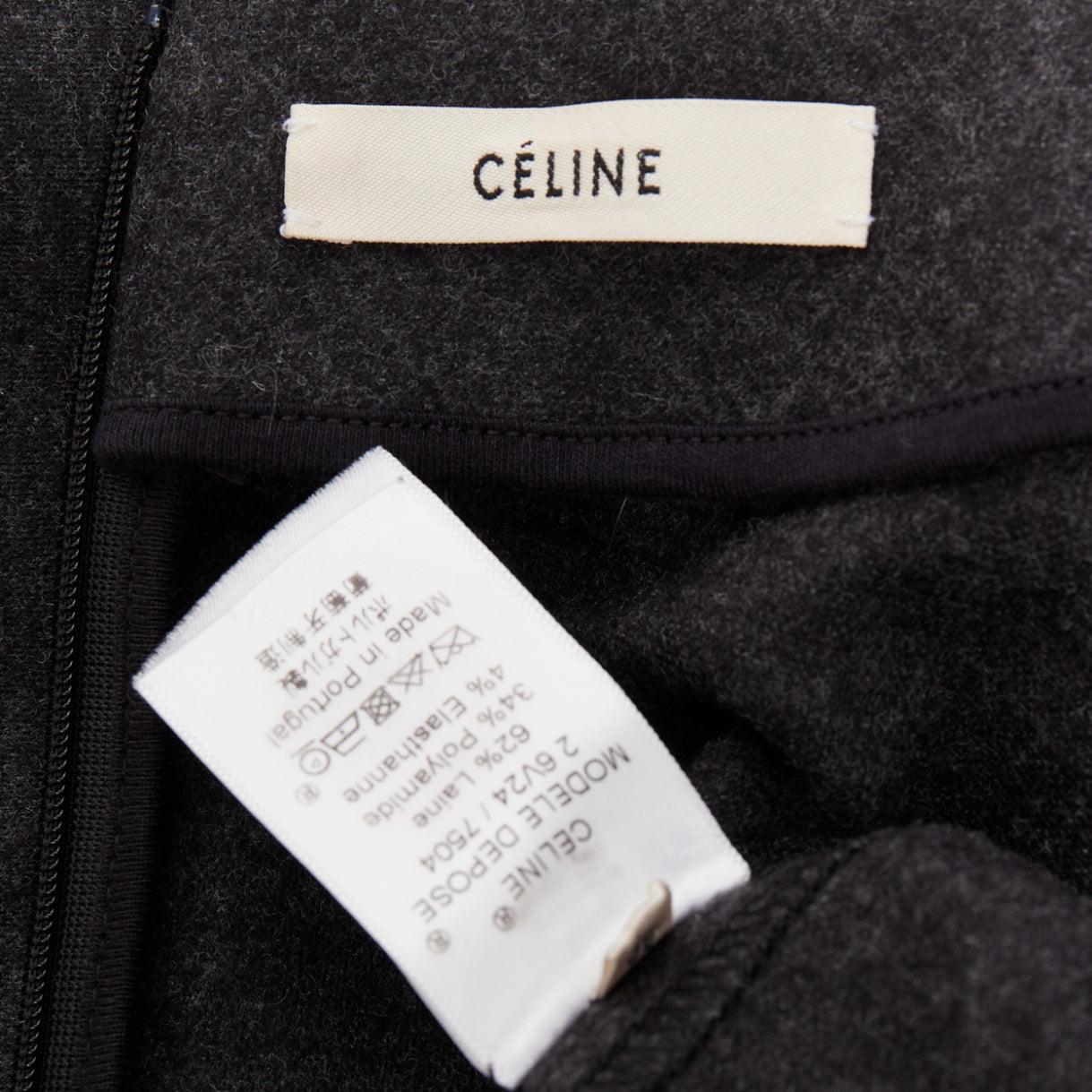 OLD CELINE 2017 Phoebe Philo dunkelgraues Kleid mit tiefem Saum aus Wollmischung FR36 S im Angebot 3