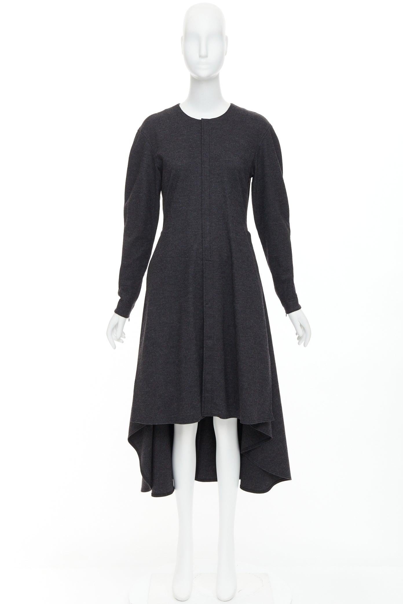 OLD CELINE 2017 Phoebe Philo dunkelgraues Kleid mit tiefem Saum aus Wollmischung FR36 S im Angebot 4