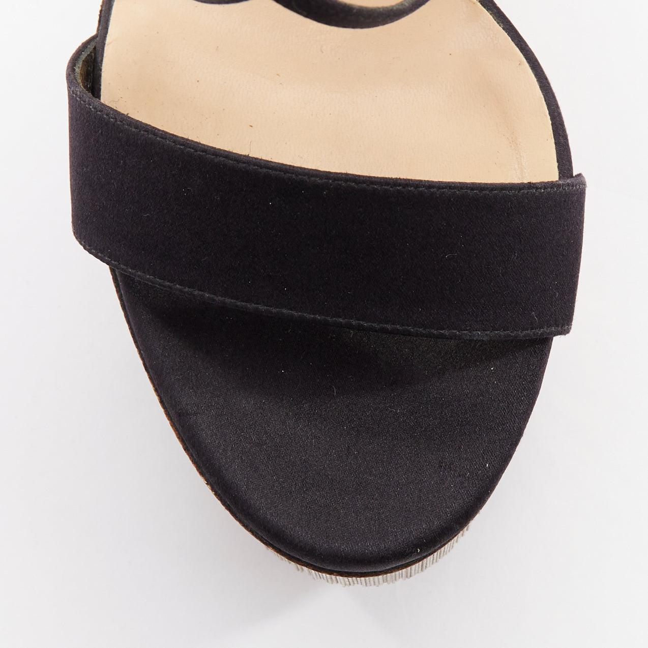 CHRISTIAN LOUBOUTIN Foxtrottissima 160 chaînes franges satin compensées EU38 en vente 1