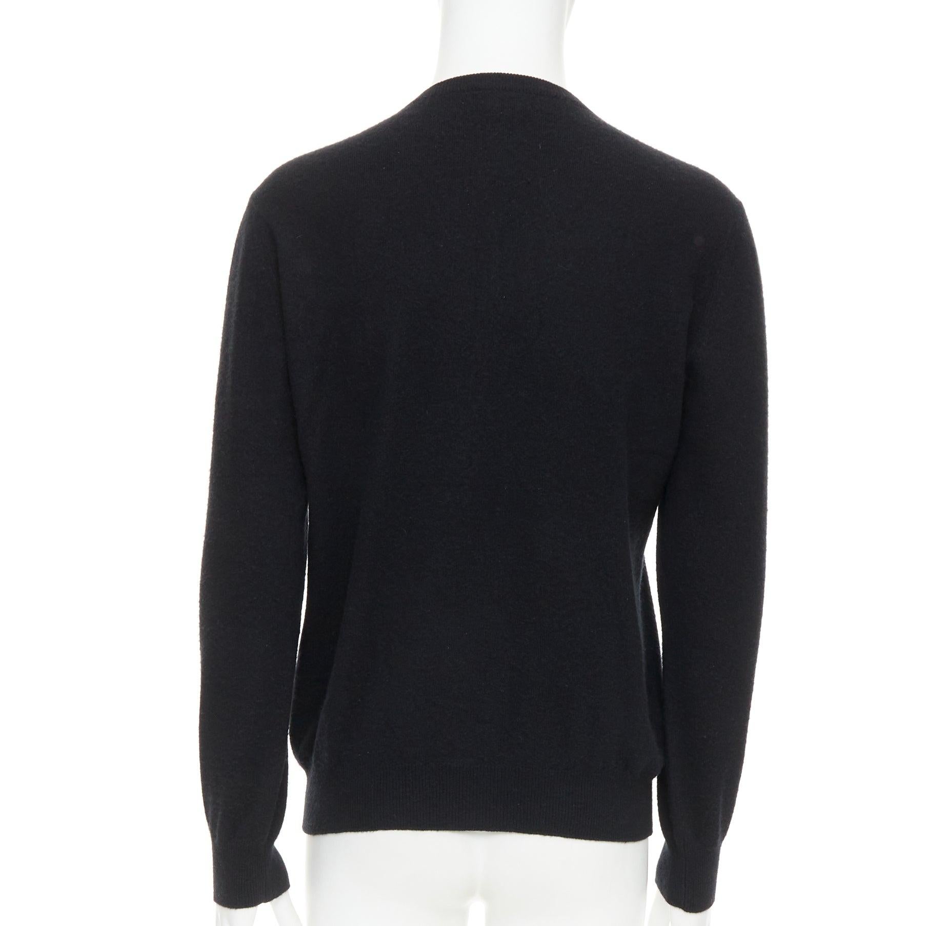 HERMES 100% Kaschmir schwarz V-Ausschnitt minimal klassischer Pullover XL Herren im Angebot